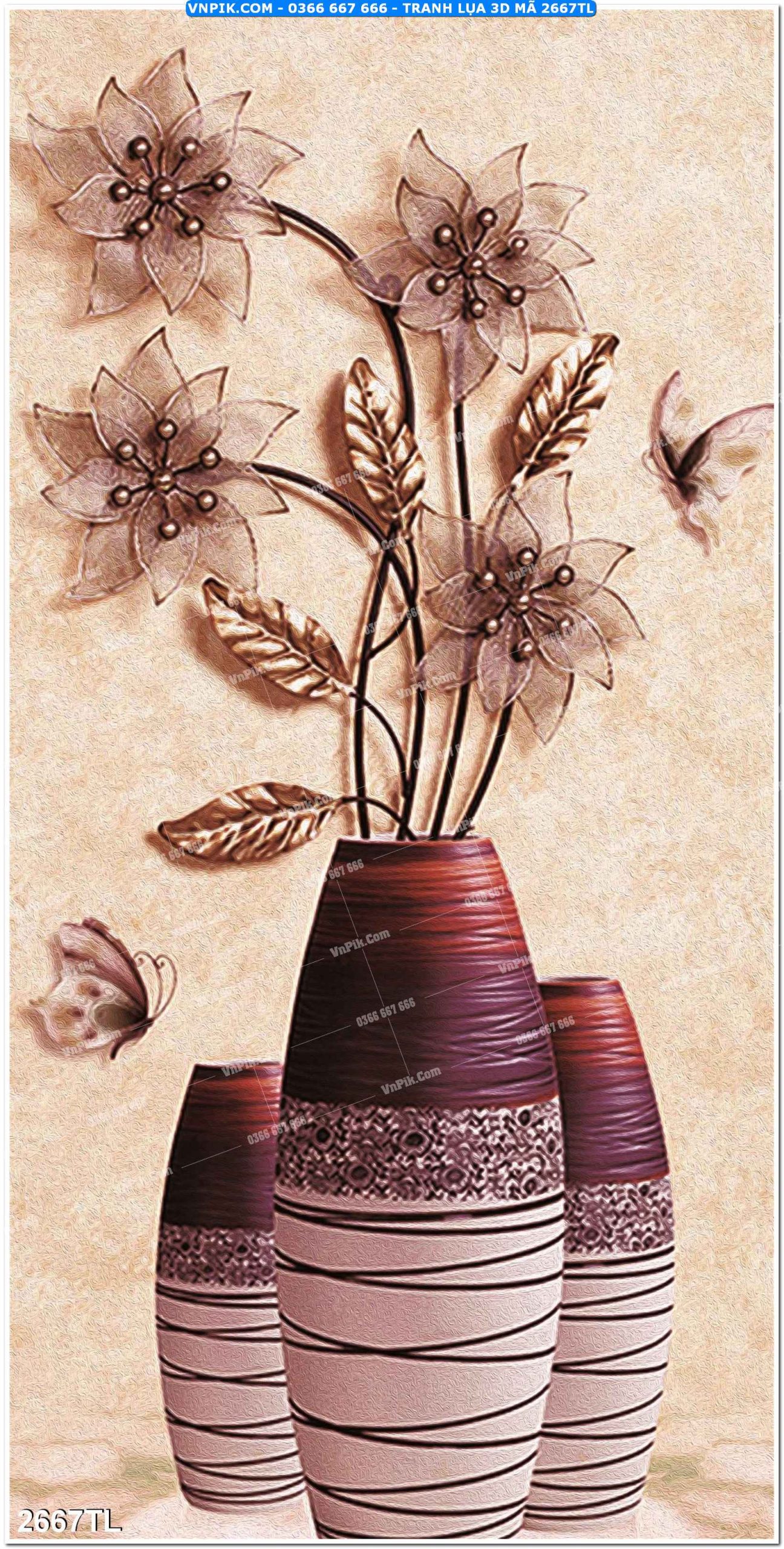 Tranh lụa 3D – Tranh trang trí dán tường 2667TL