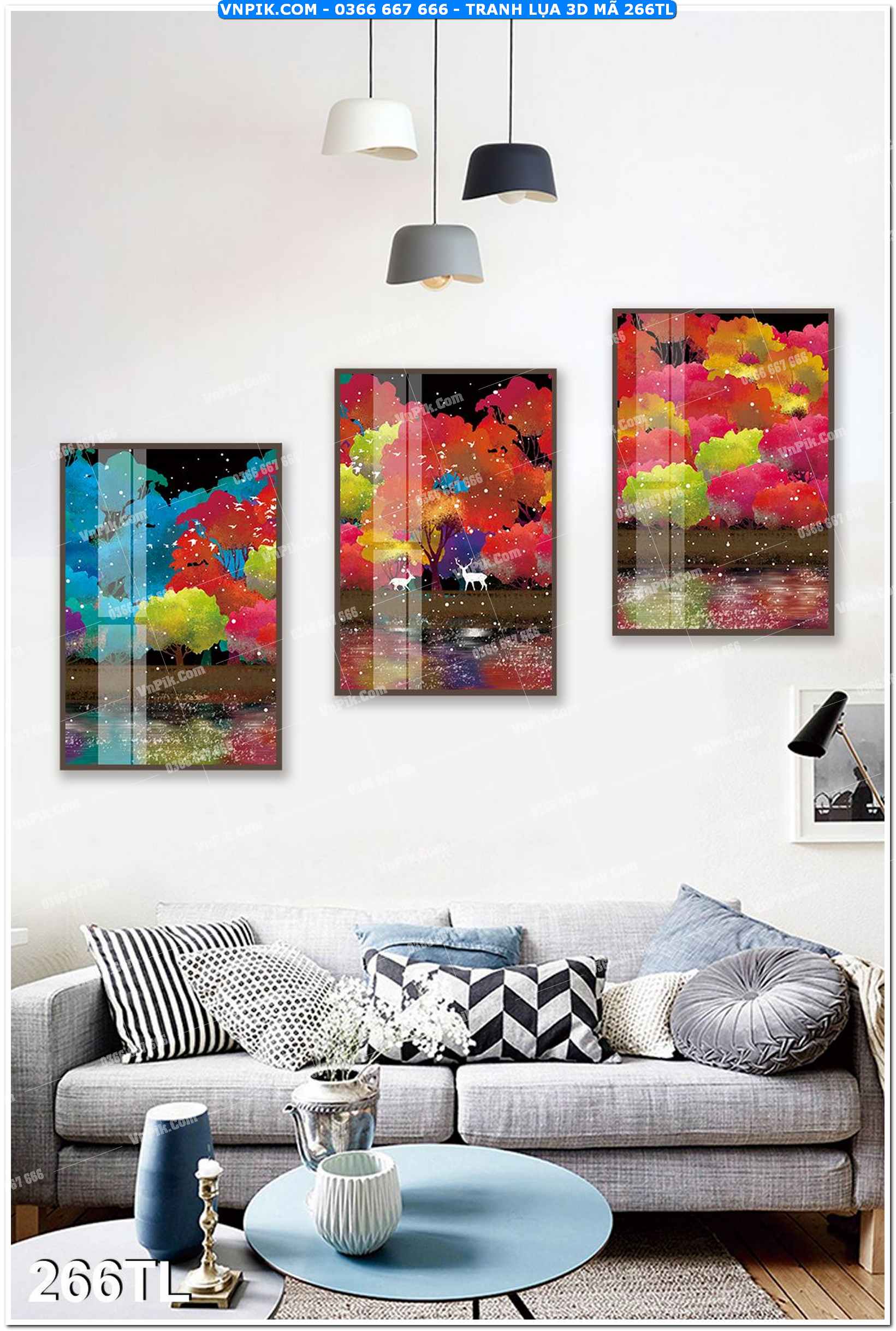 Tranh lụa 3D – Tranh trang trí dán tường 266TL