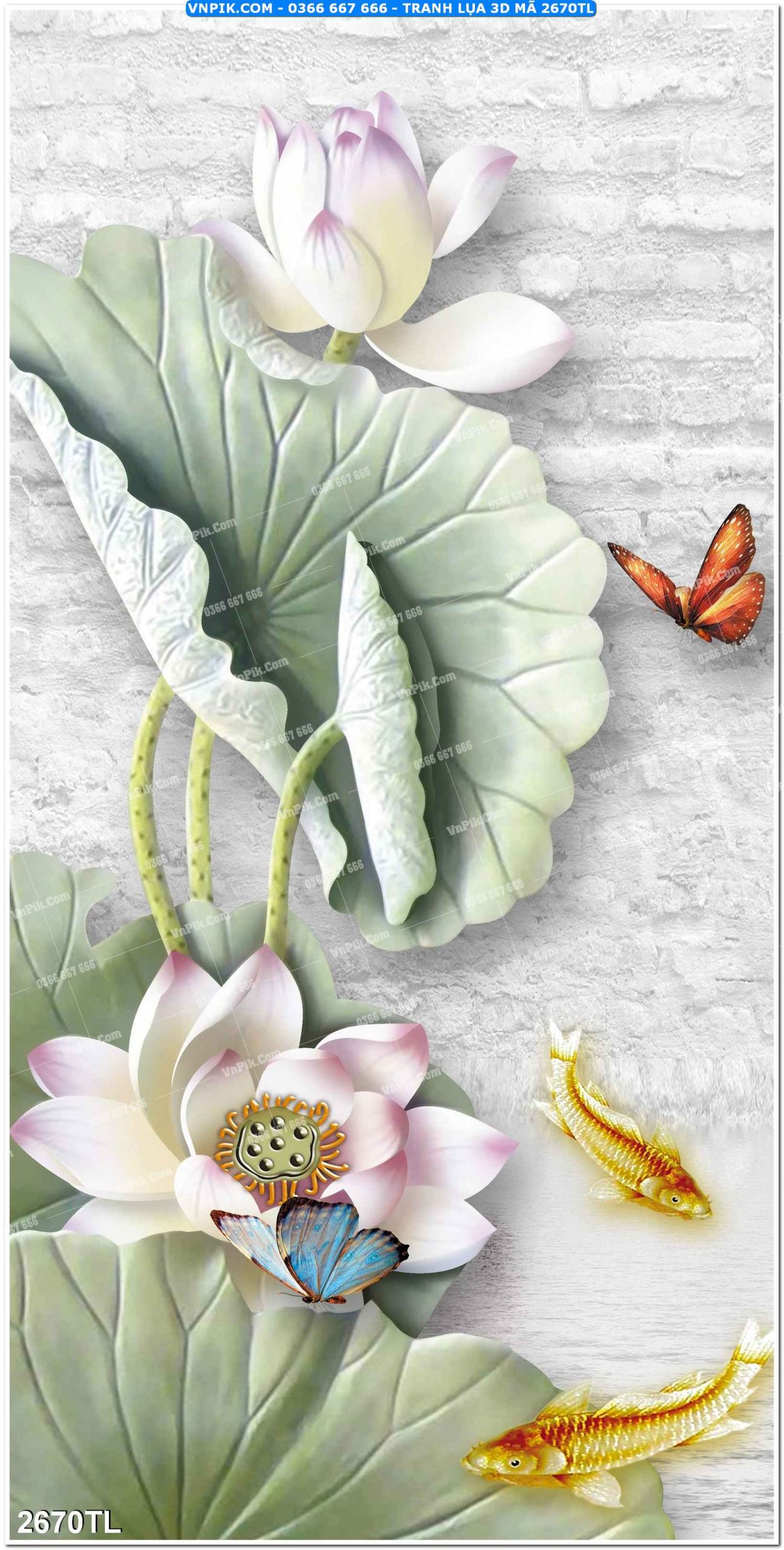 Tranh lụa 3D – Tranh trang trí dán tường 2670TL