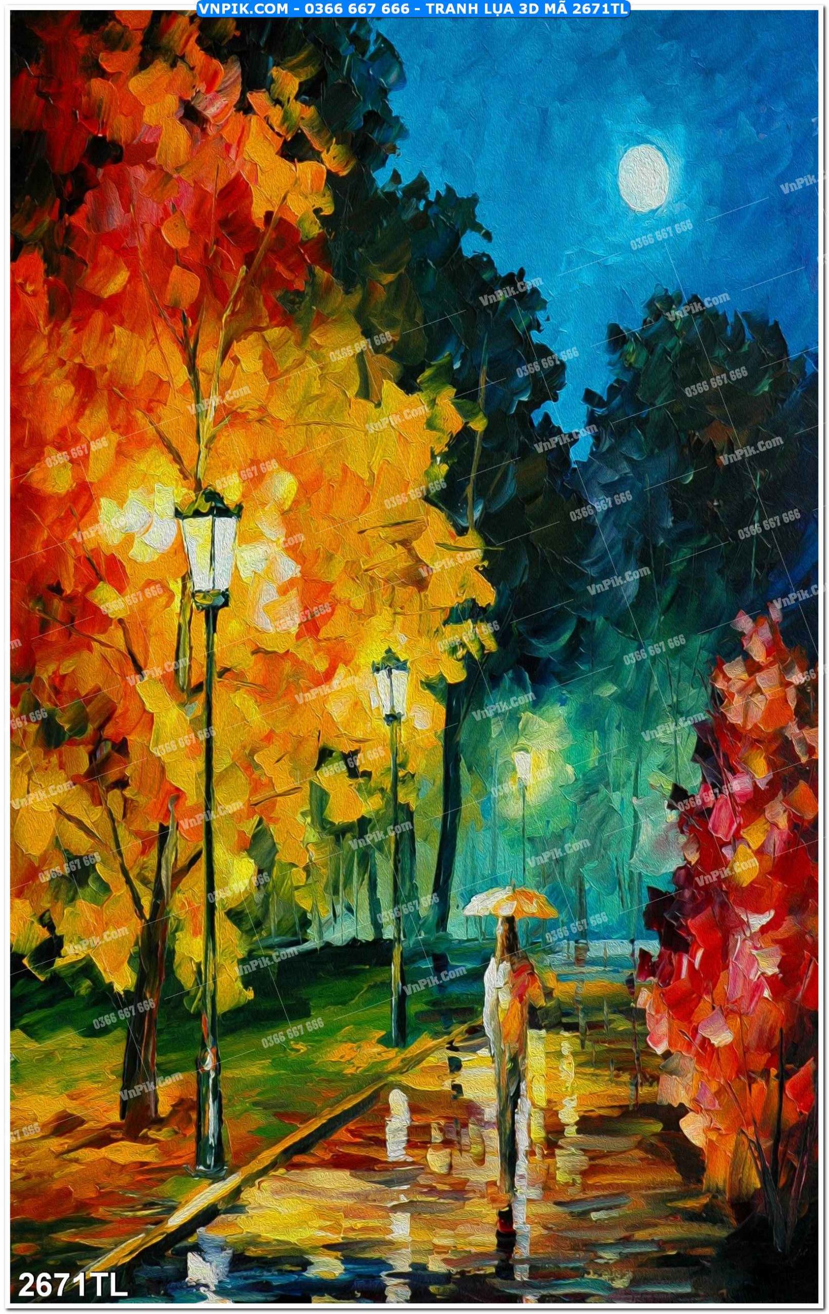 Tranh lụa 3D – Tranh trang trí dán tường 2671TL