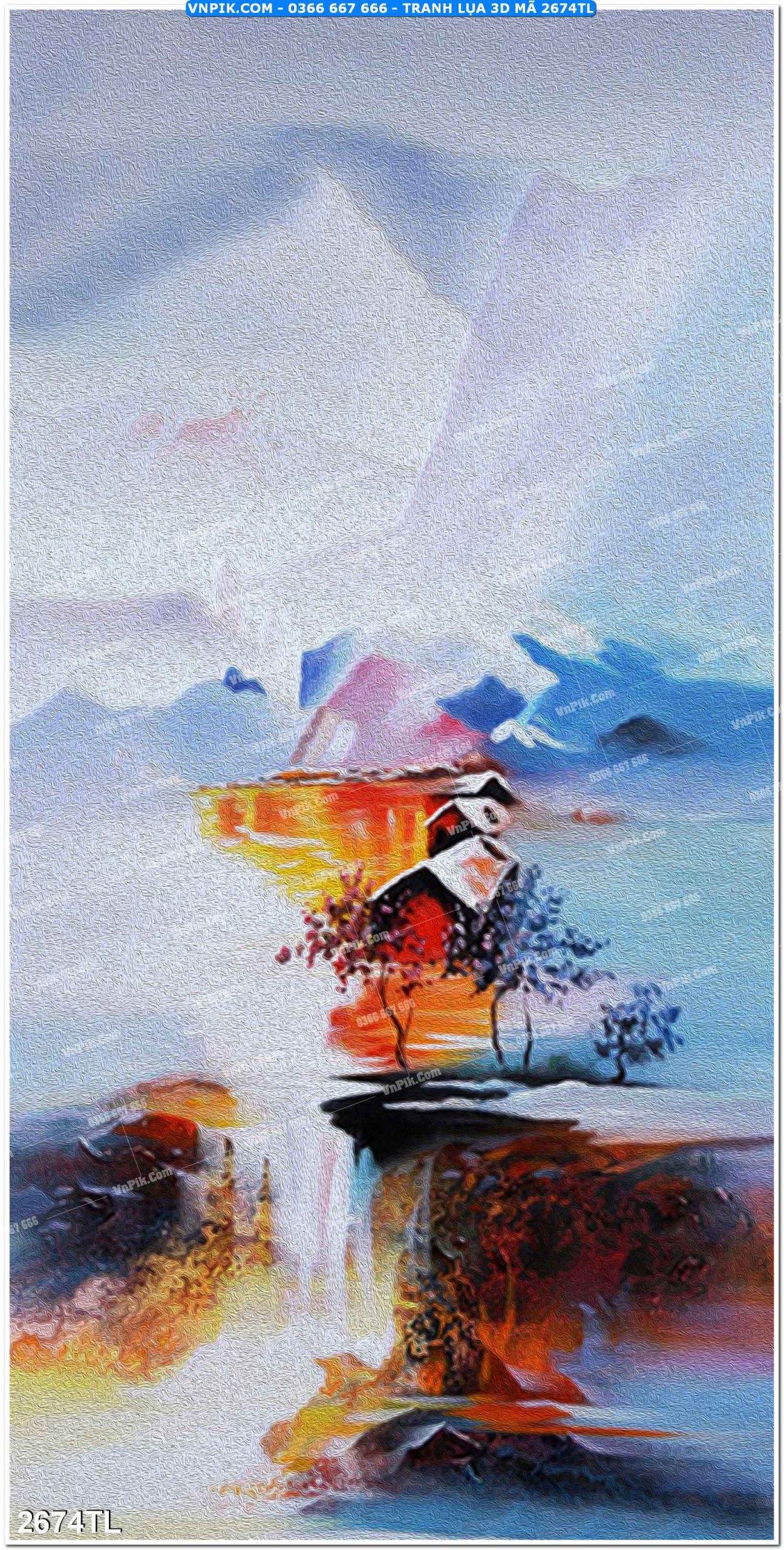 Tranh lụa 3D – Tranh trang trí dán tường 2674TL