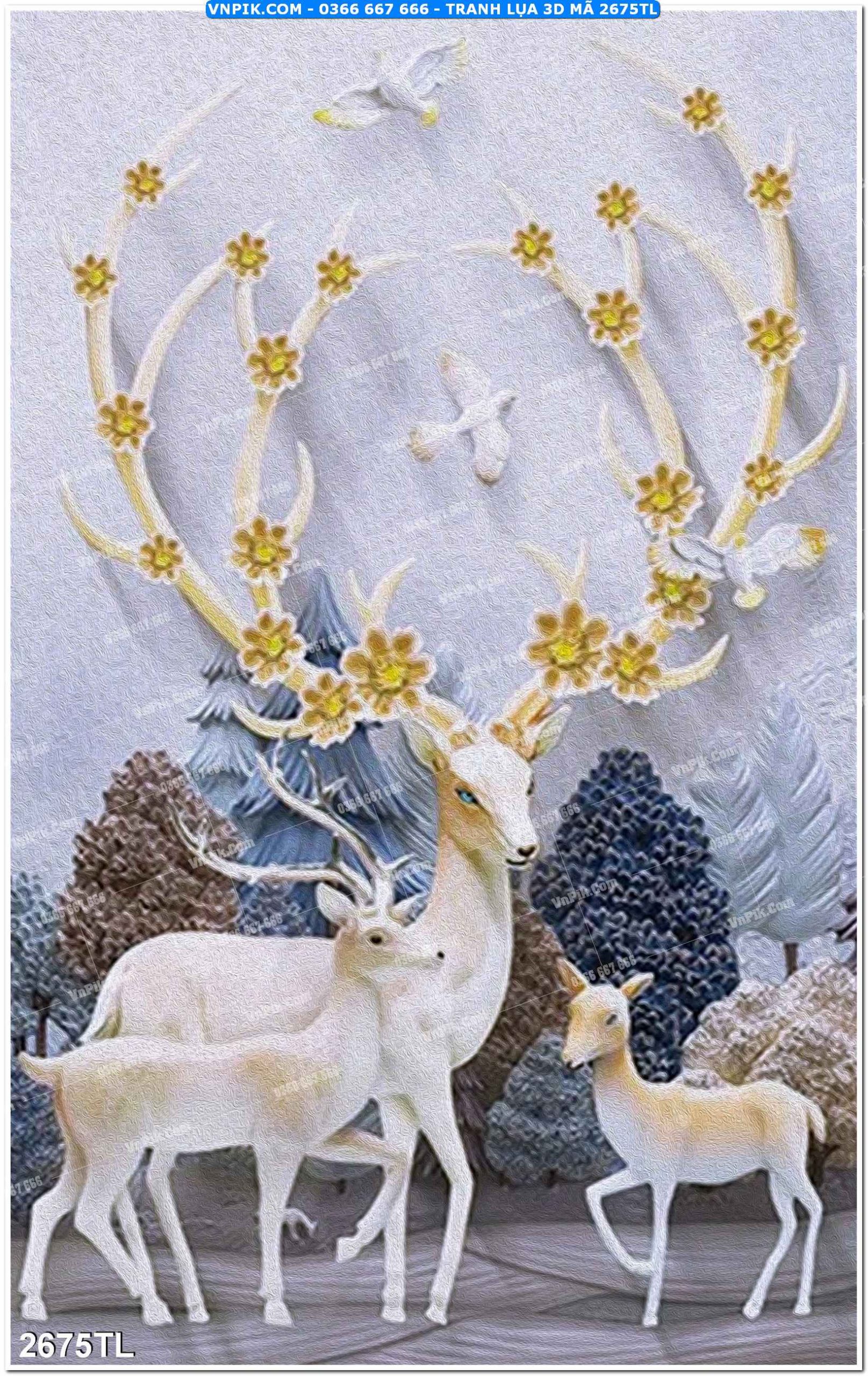 Tranh lụa 3D – Tranh trang trí dán tường 2675TL