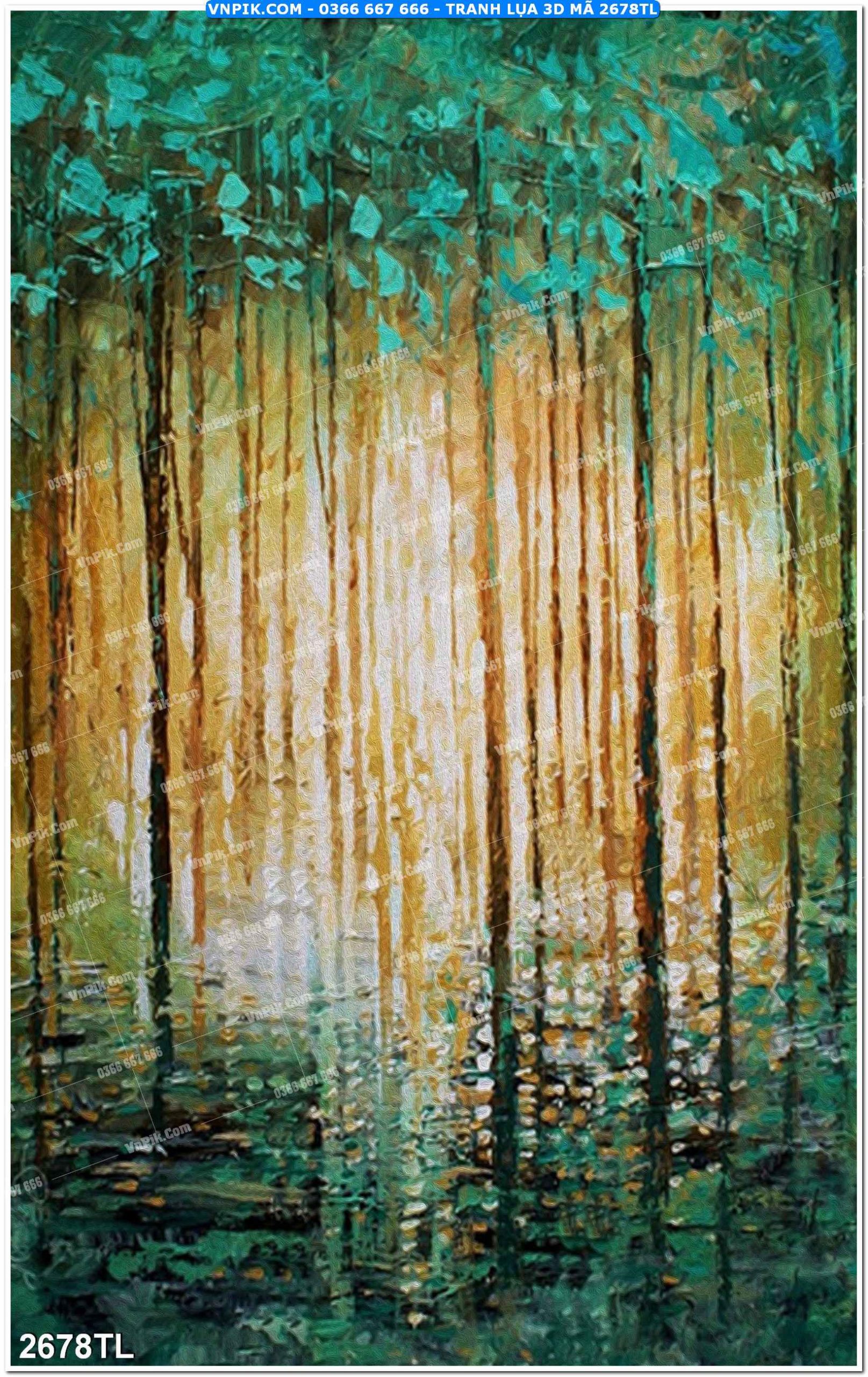 Tranh lụa 3D – Tranh trang trí dán tường 2678TL