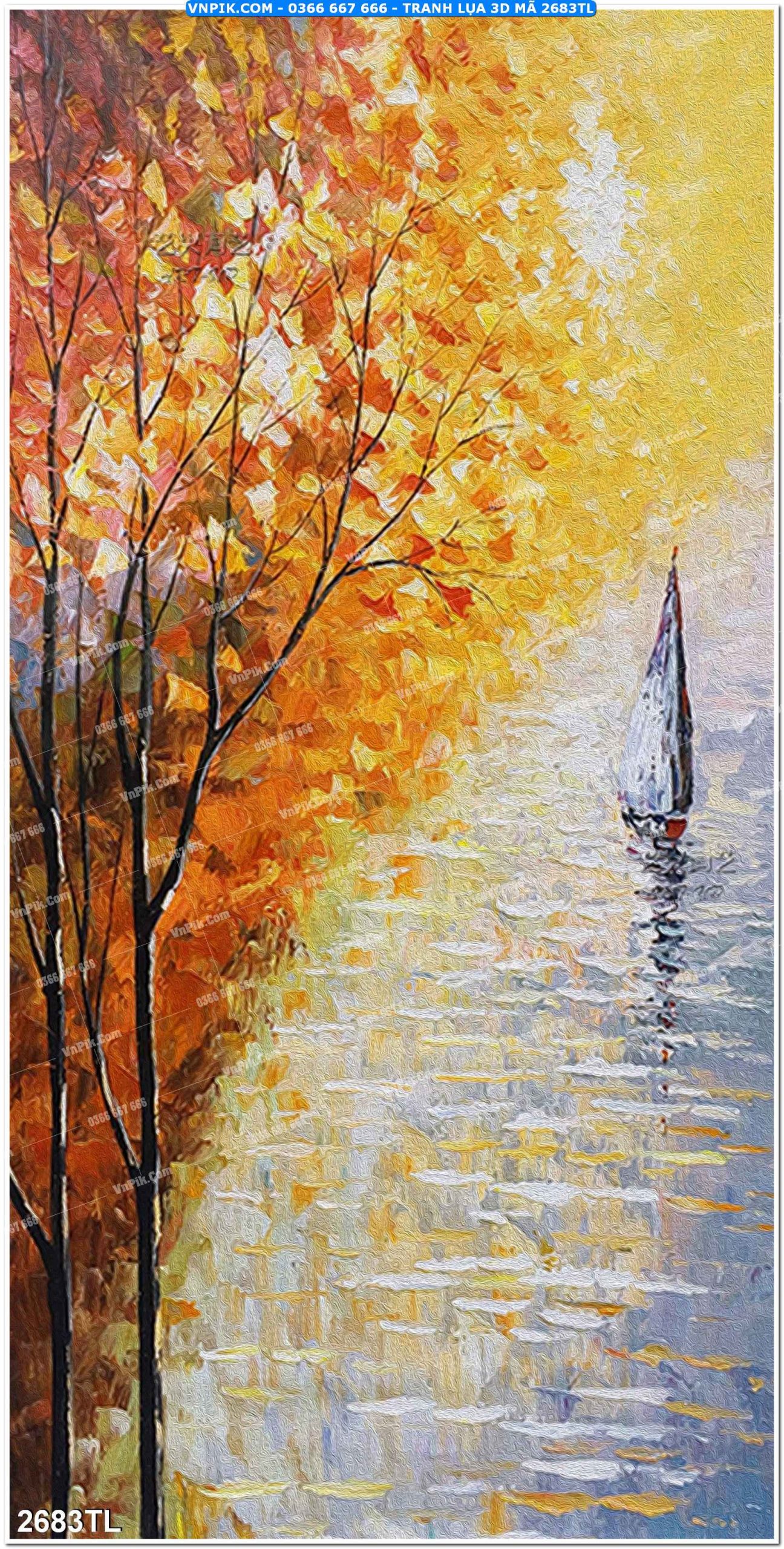 Tranh lụa 3D – Tranh trang trí dán tường 2683TL