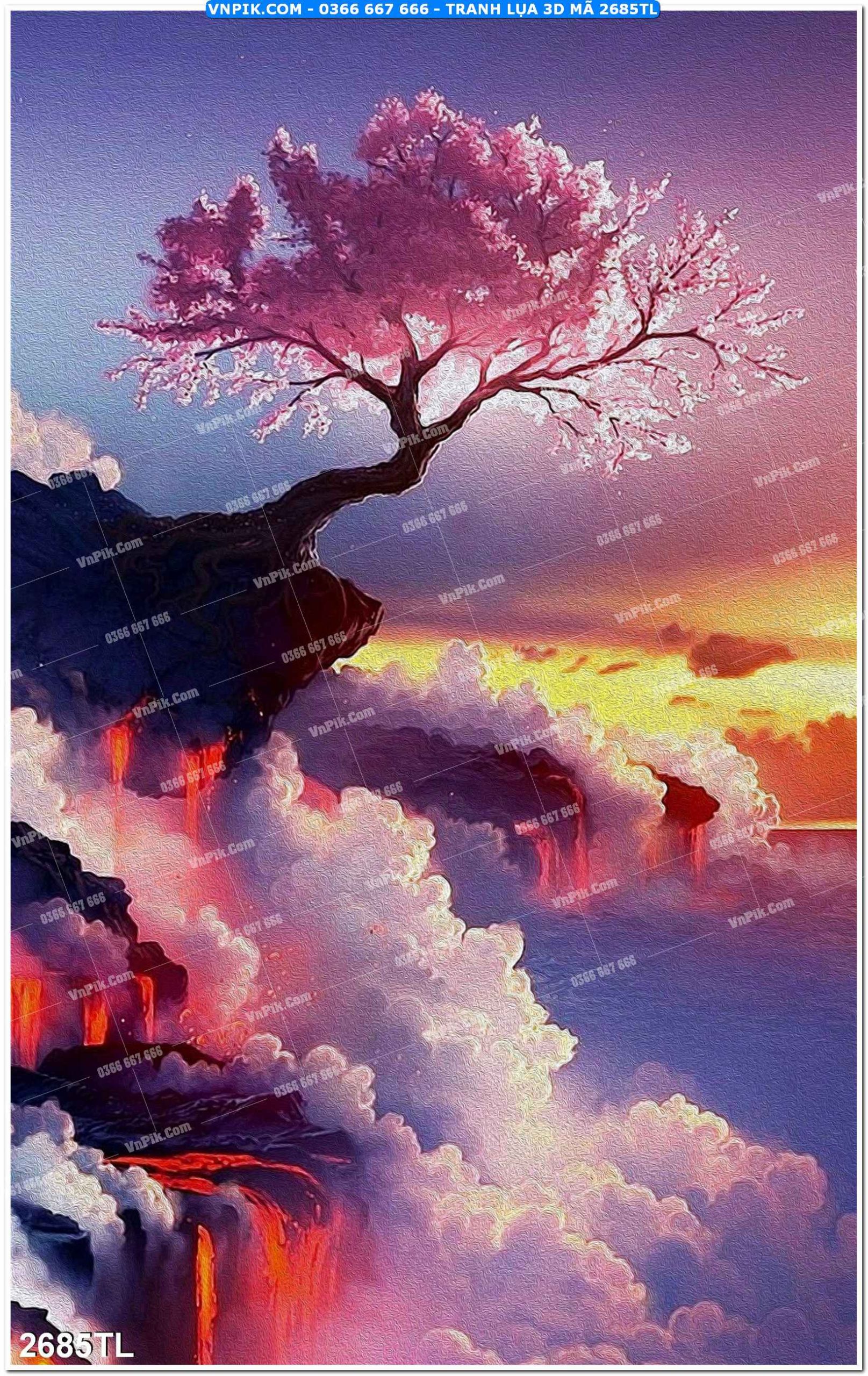Tranh lụa 3D – Tranh trang trí dán tường 2685TL