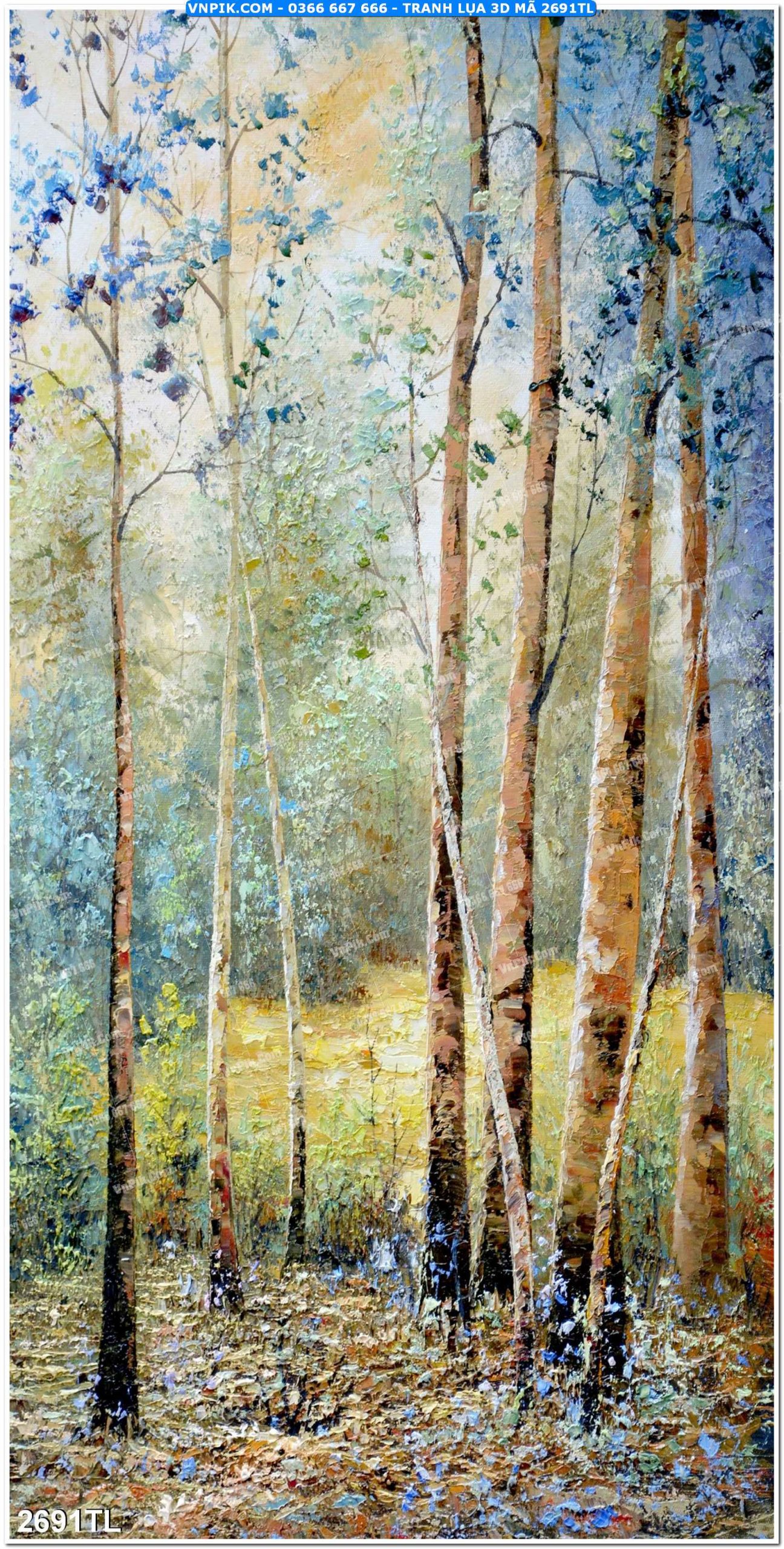 Tranh lụa 3D – Tranh trang trí dán tường 2691TL