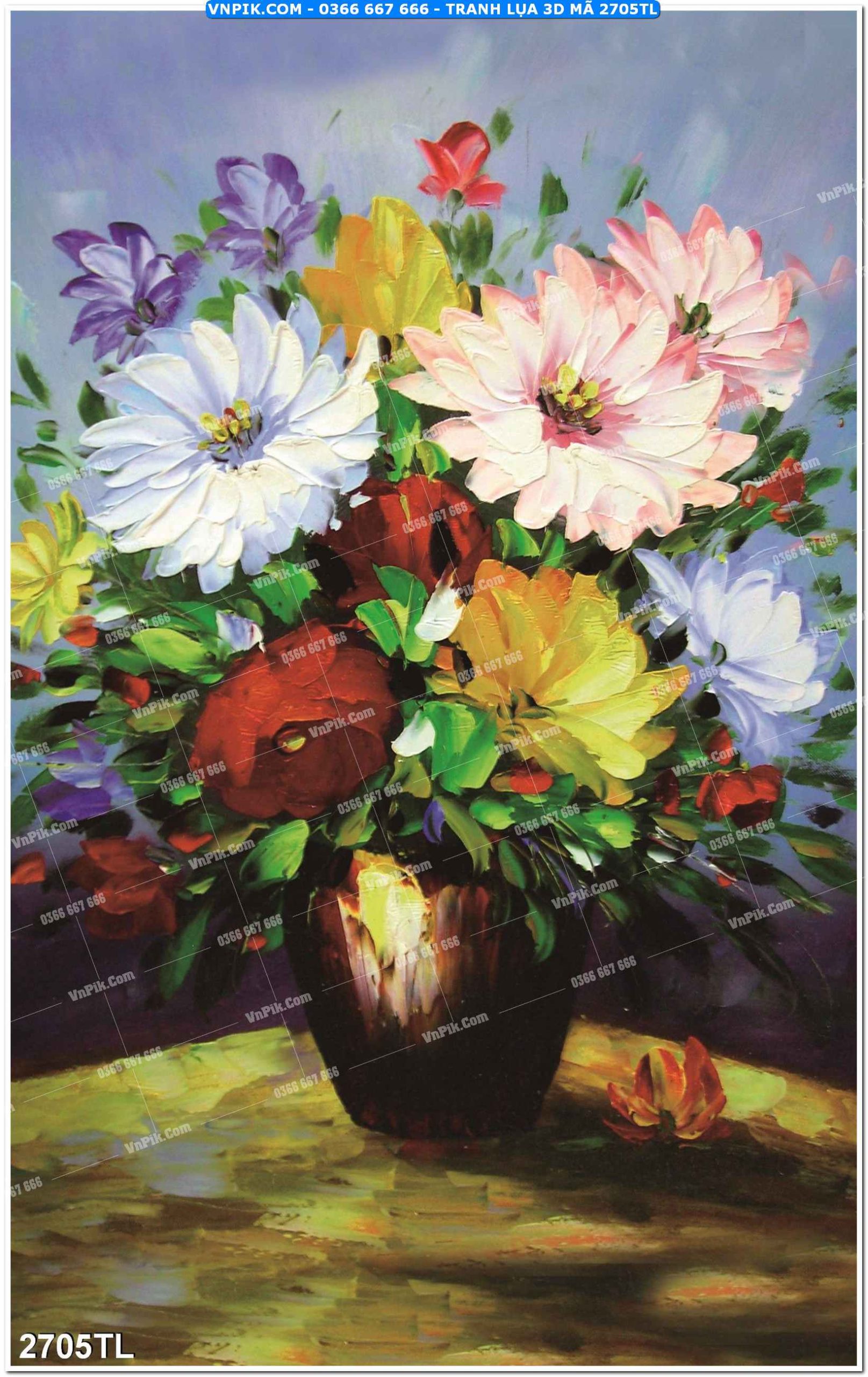 Tranh lụa 3D – Tranh trang trí dán tường 2705TL