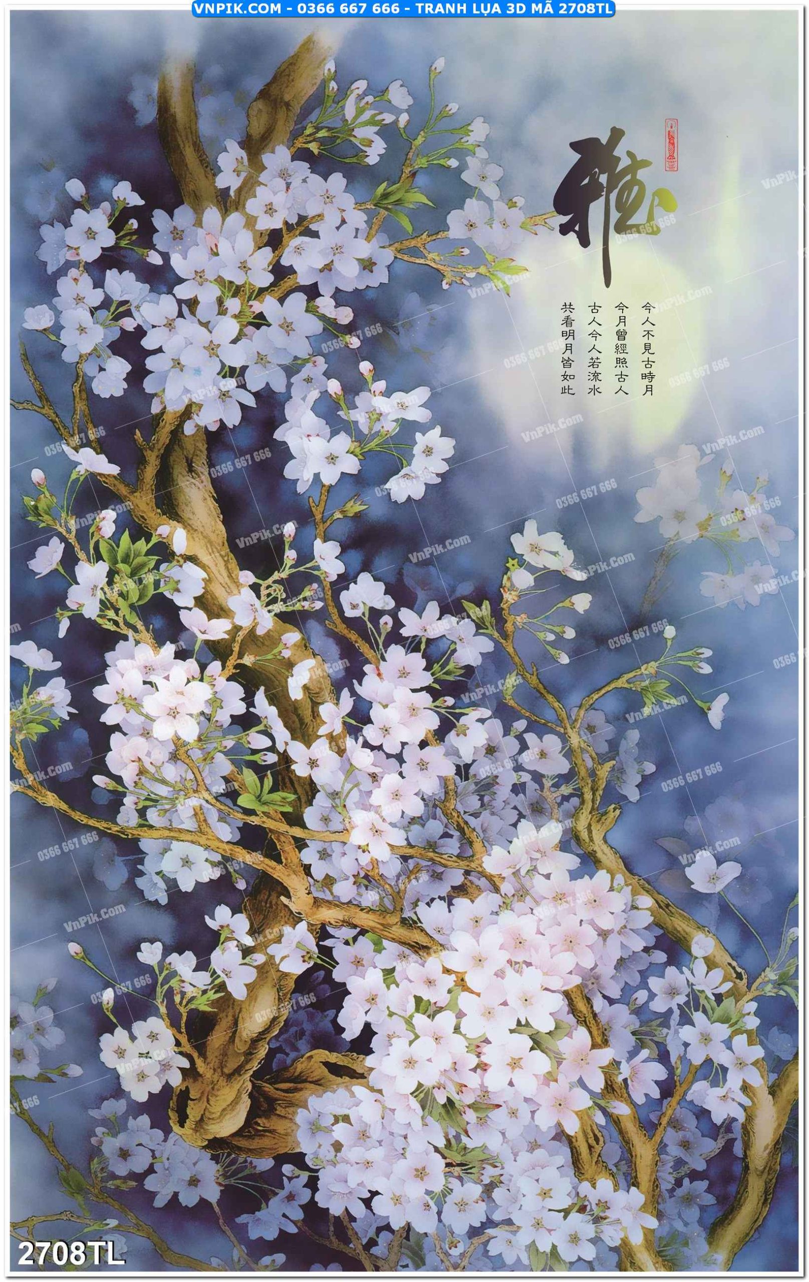 Tranh lụa 3D – Tranh trang trí dán tường 2708TL