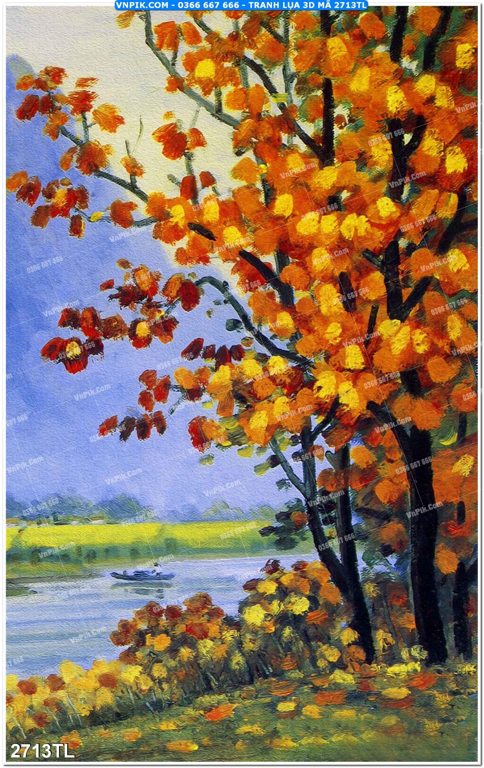 Tranh lụa 3D – Tranh trang trí dán tường 2713TL