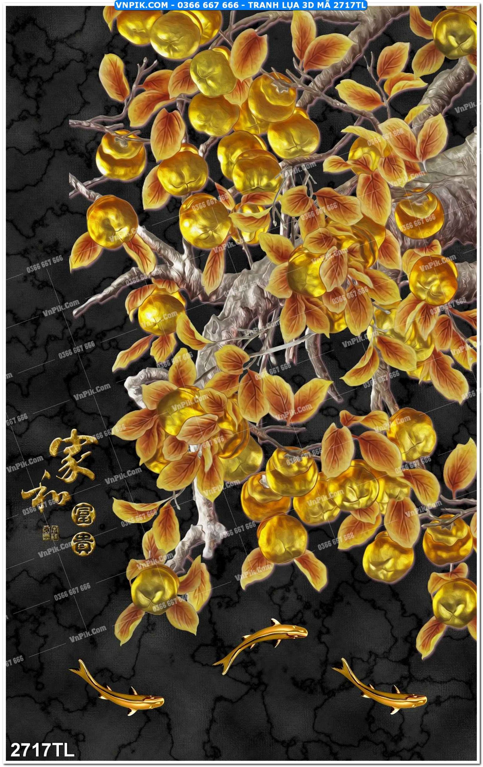 Tranh lụa 3D – Tranh trang trí dán tường 2717TL