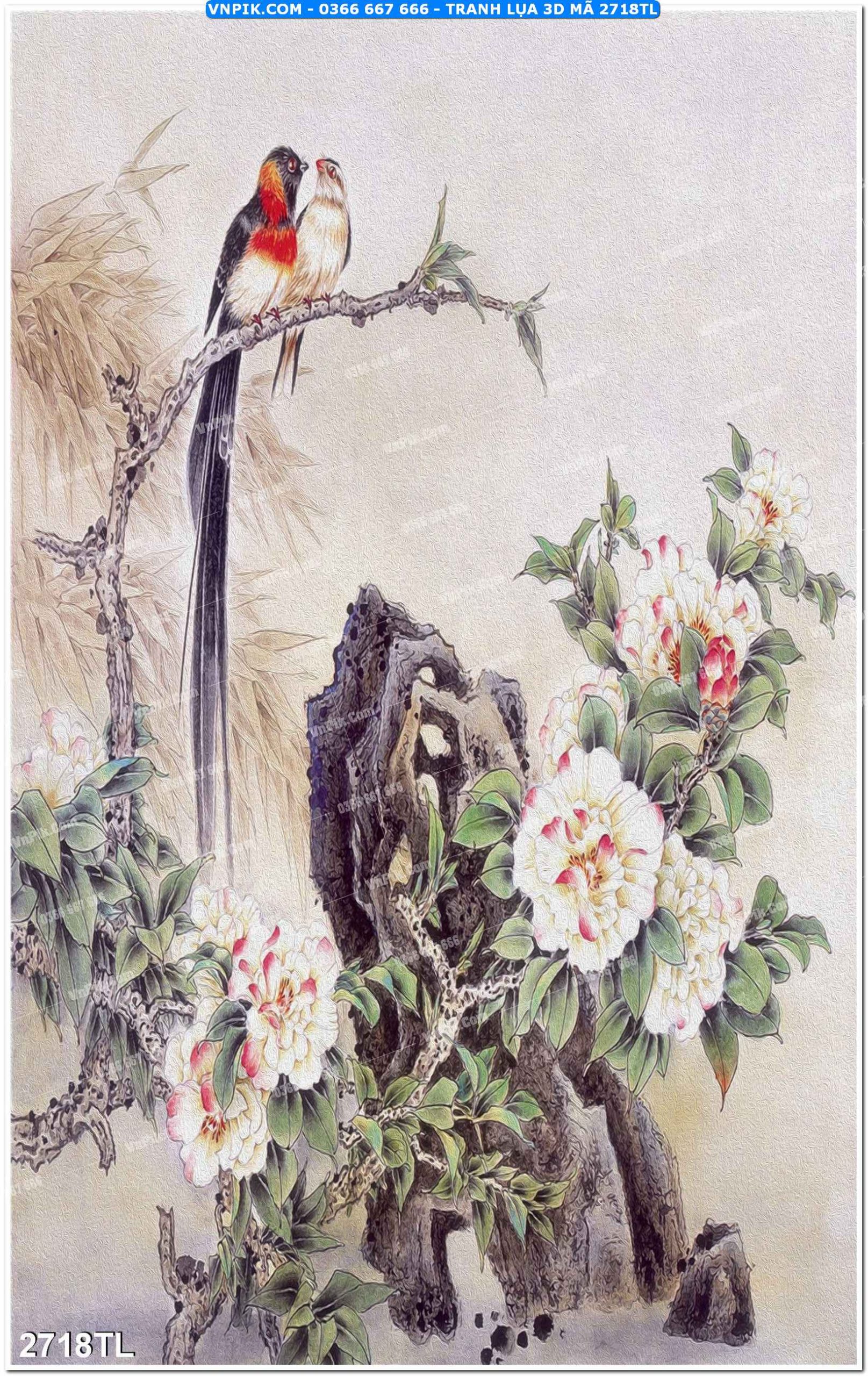 Tranh lụa 3D – Tranh trang trí dán tường 2718TL
