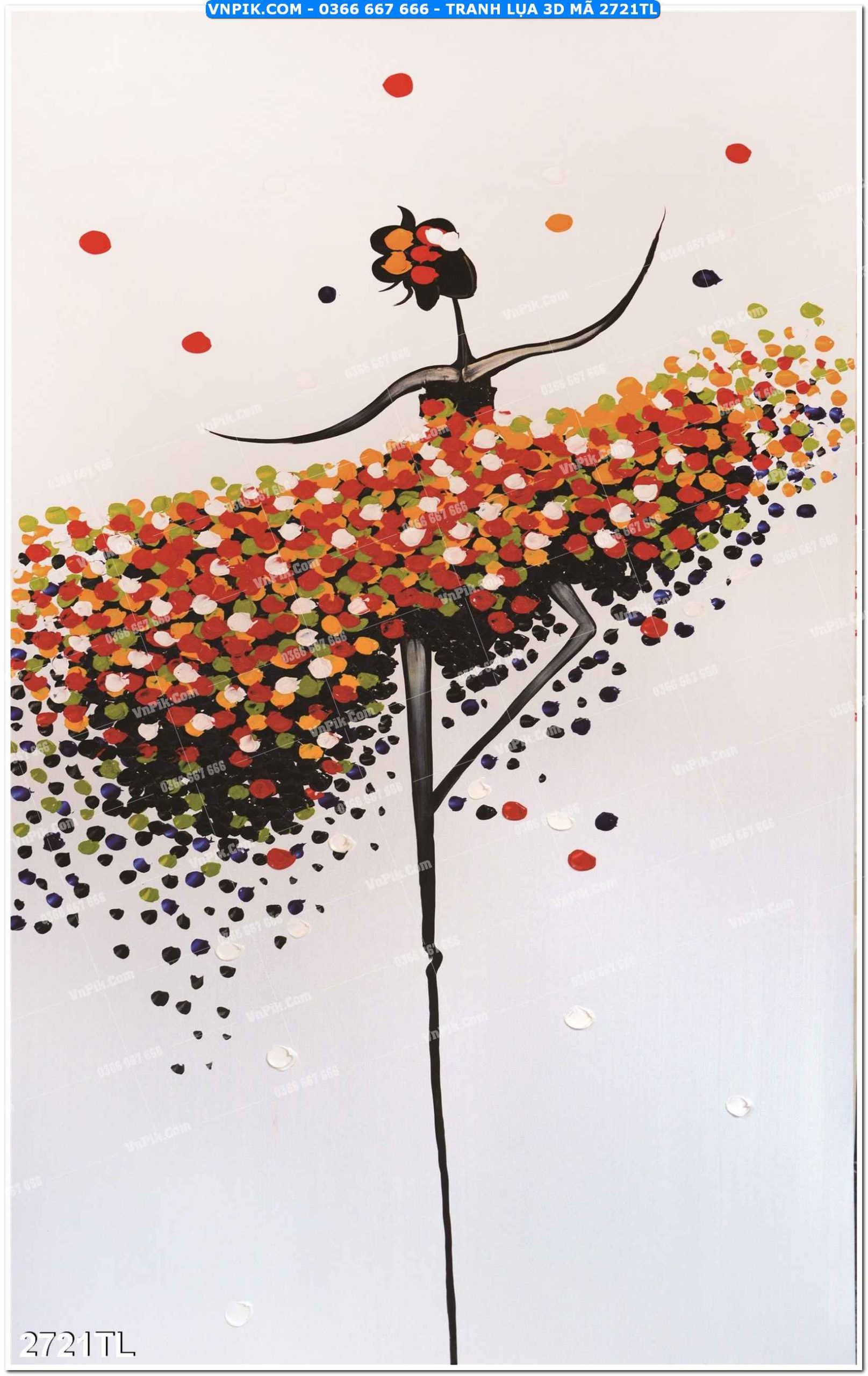 Tranh lụa 3D – Tranh trang trí dán tường 2721TL
