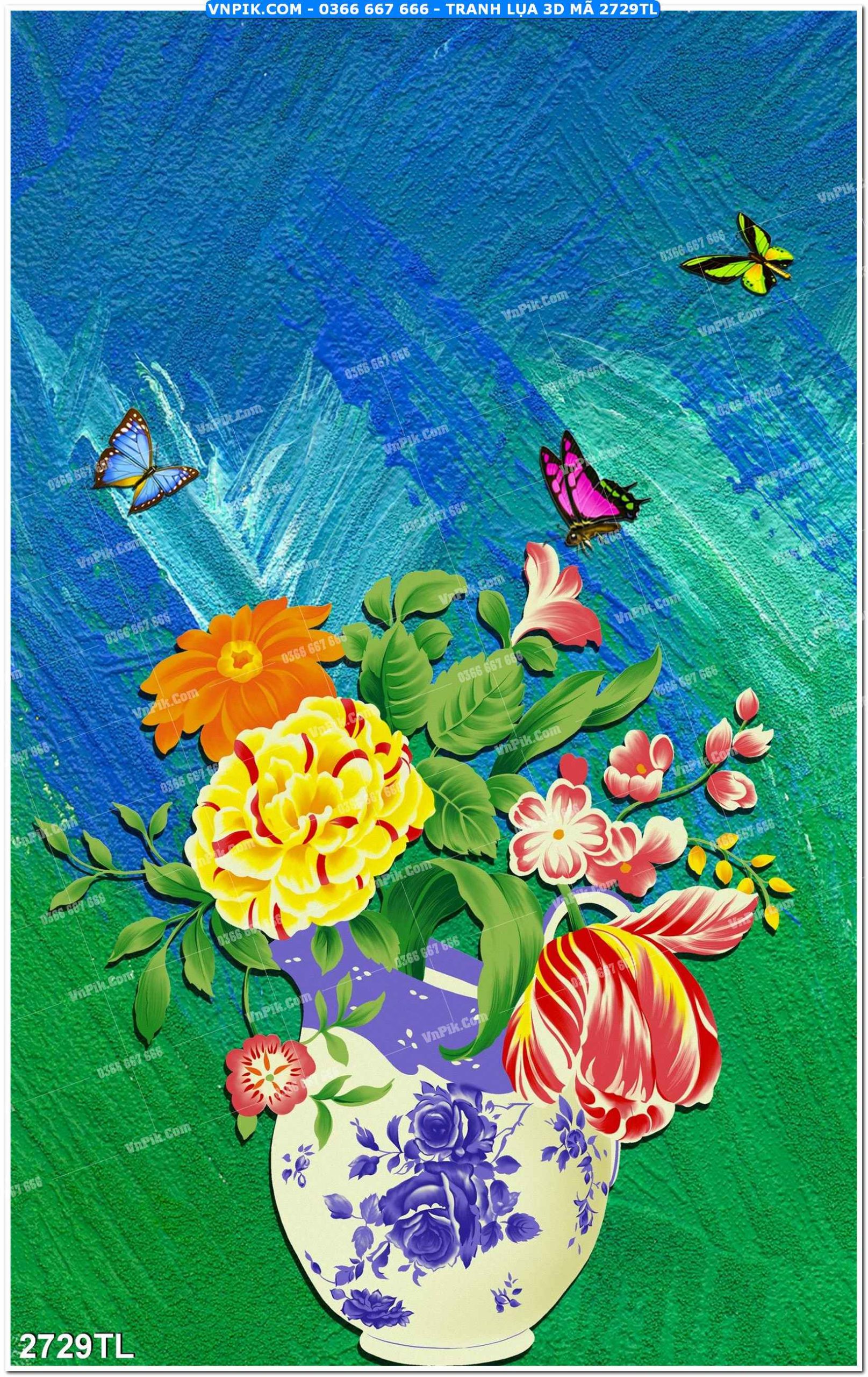 Tranh lụa 3D – Tranh trang trí dán tường 2729TL