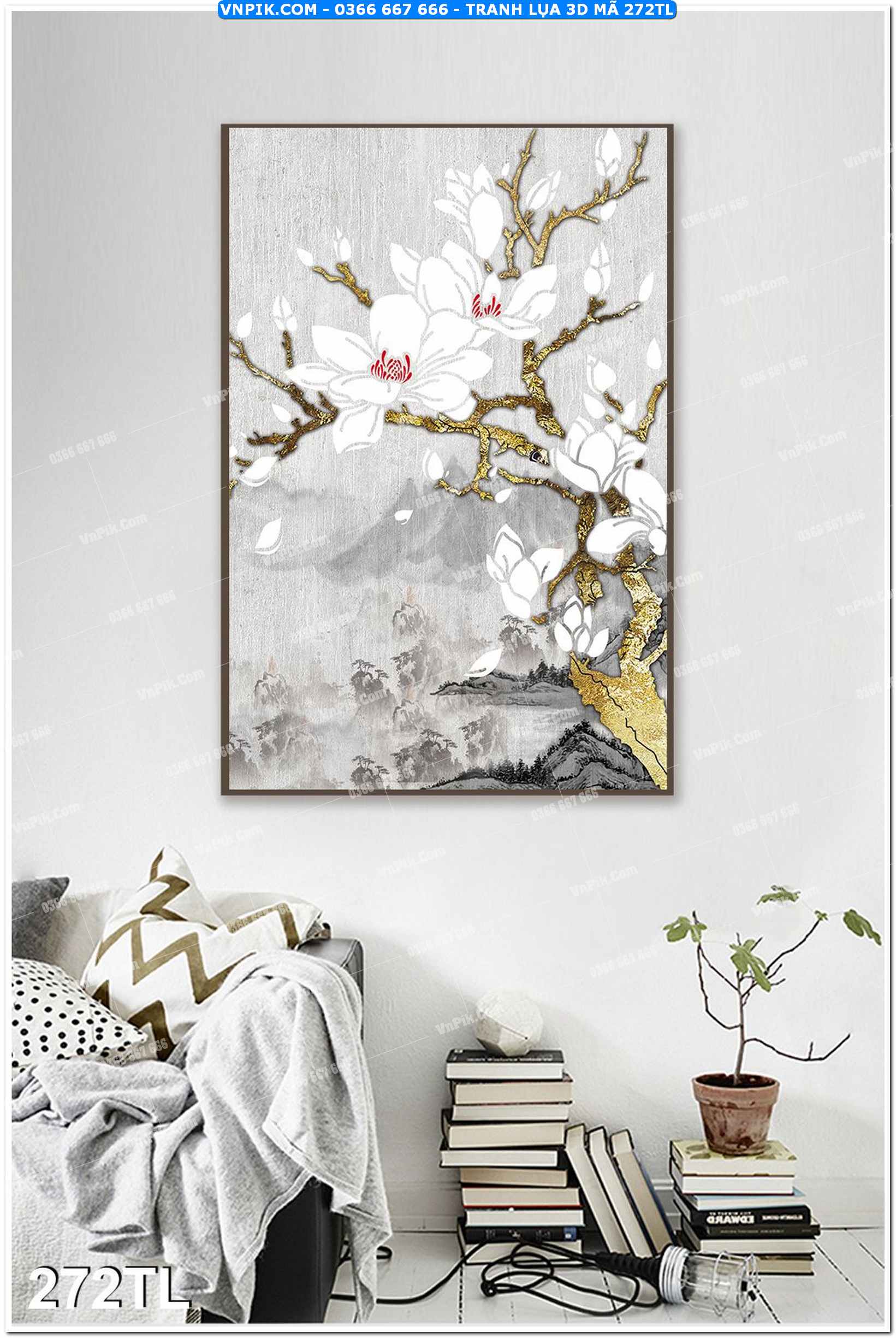 Tranh lụa 3D – Tranh trang trí dán tường 272TL