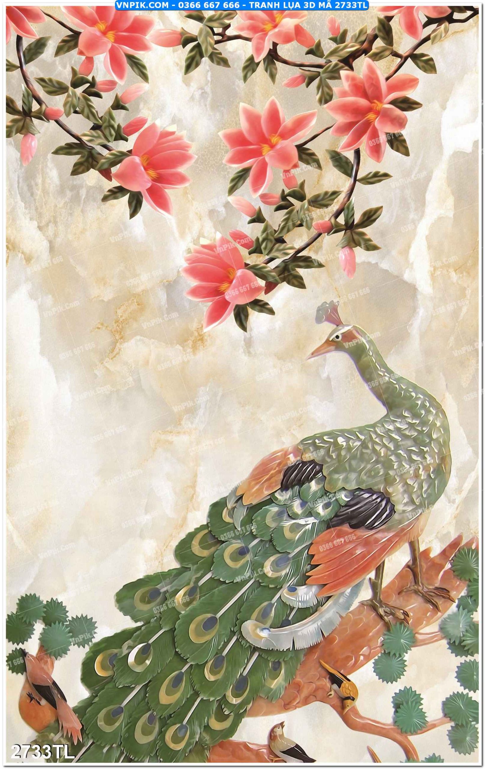 Tranh lụa 3D – Tranh trang trí dán tường 2733TL