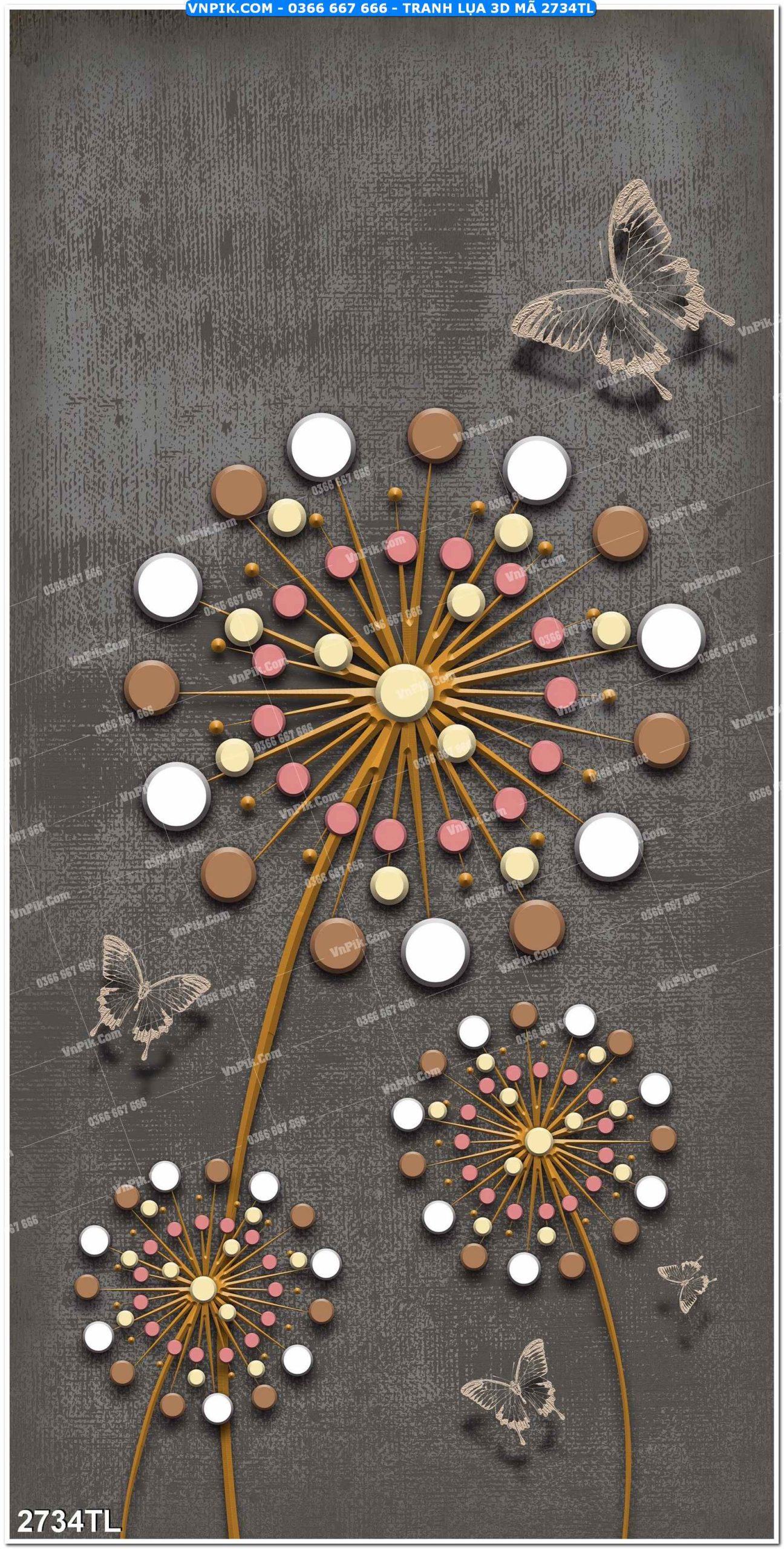 Tranh lụa 3D – Tranh trang trí dán tường 2734TL