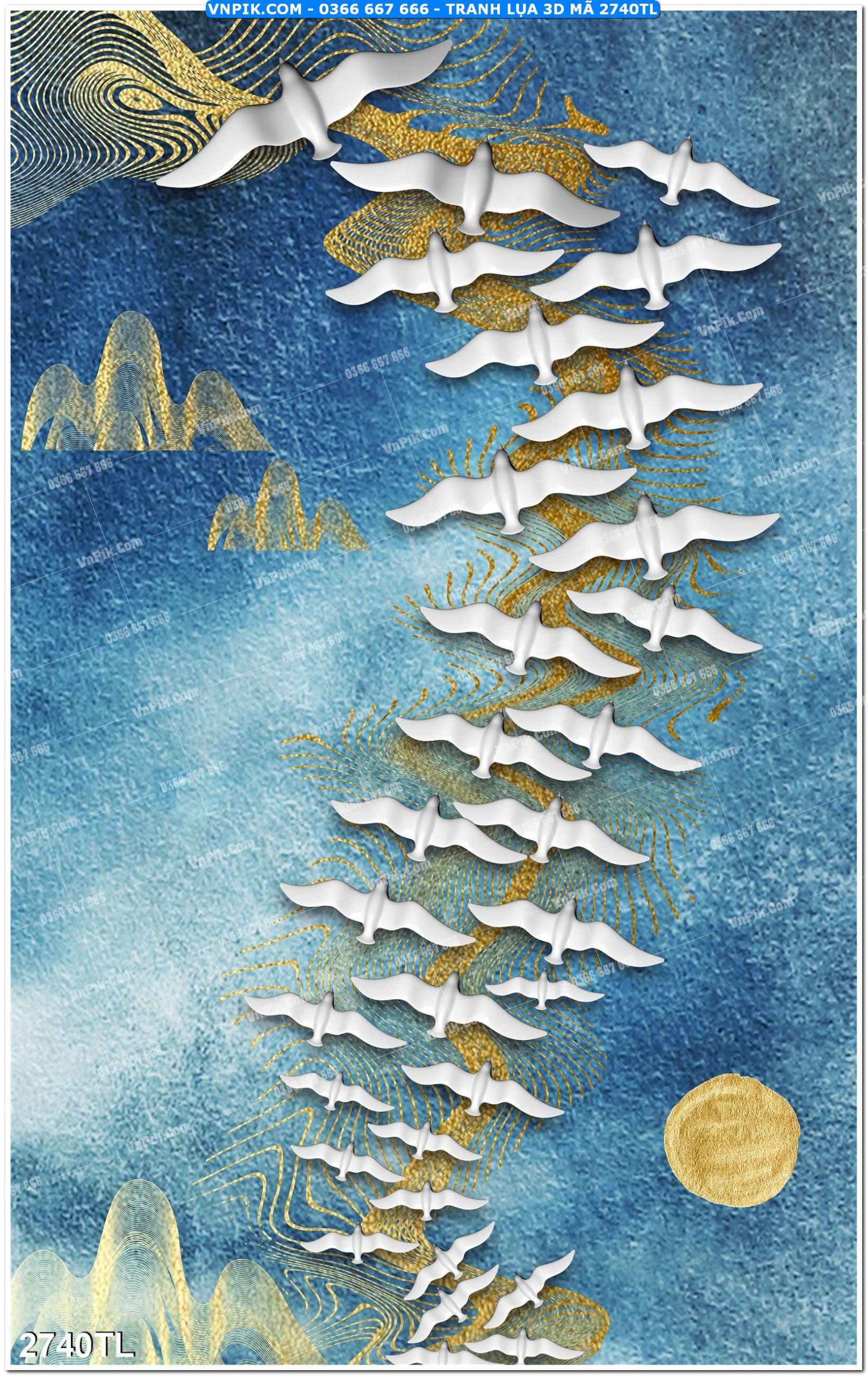 Tranh lụa 3D – Tranh trang trí dán tường 2740TL