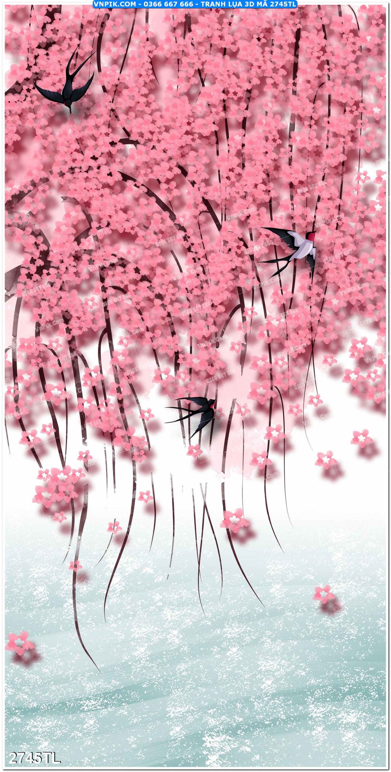 Tranh lụa 3D – Tranh trang trí dán tường 2745TL