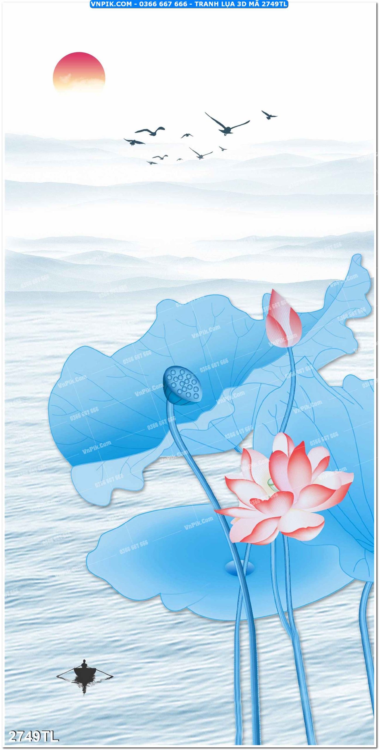 Tranh lụa 3D – Tranh trang trí dán tường 2749TL