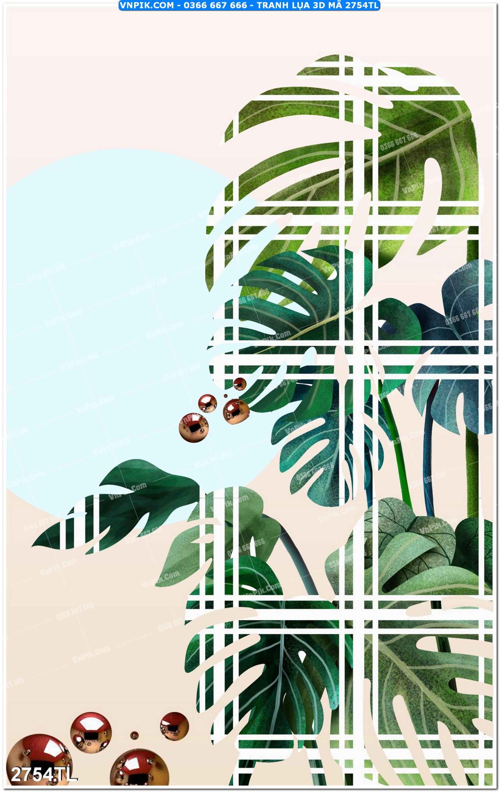 Tranh lụa 3D – Tranh trang trí dán tường 2754TL