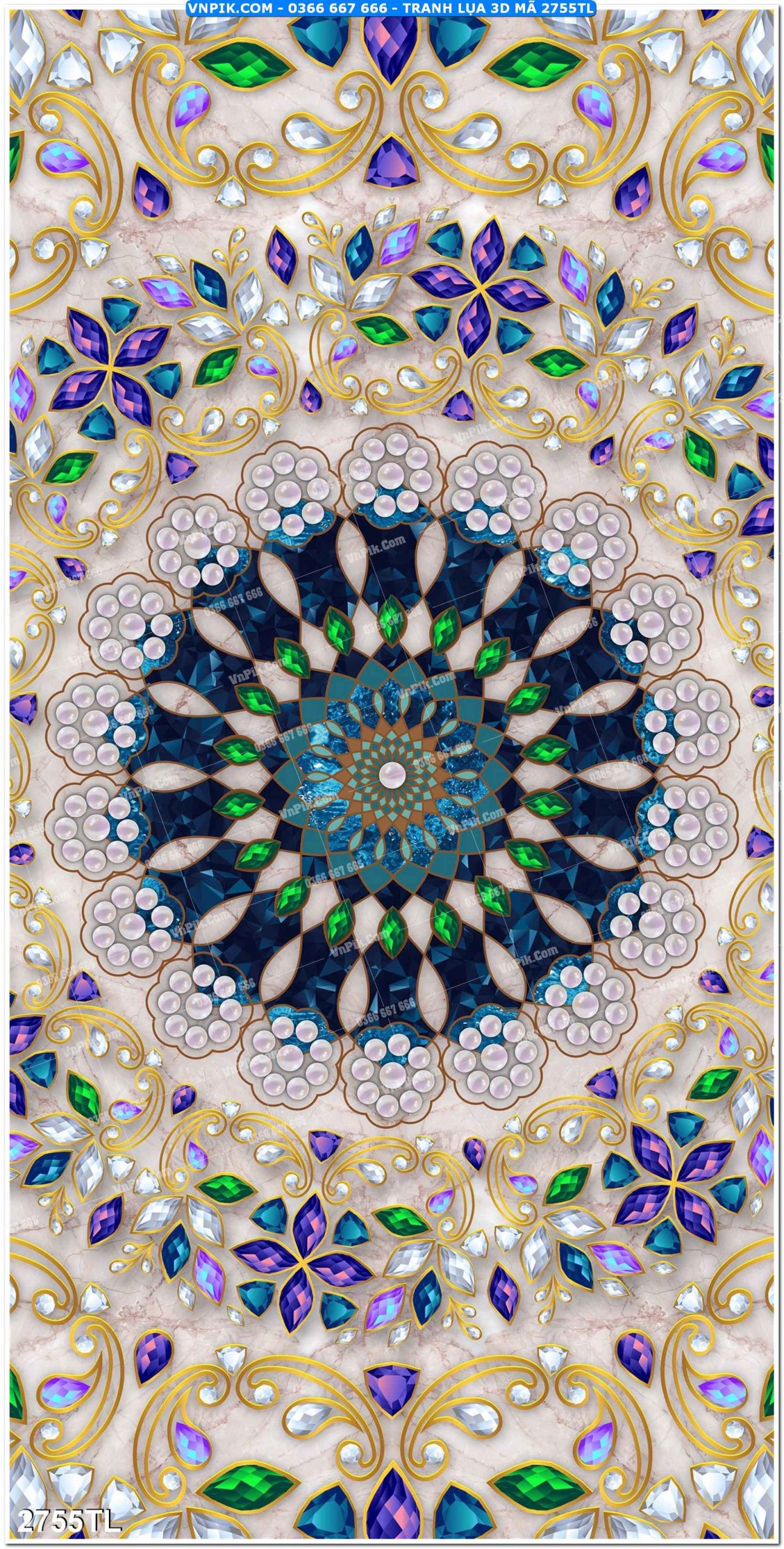 Tranh lụa 3D – Tranh trang trí dán tường 2755TL