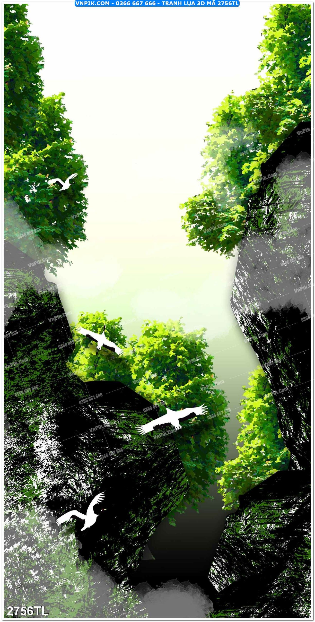 Tranh lụa 3D – Tranh trang trí dán tường 2756TL