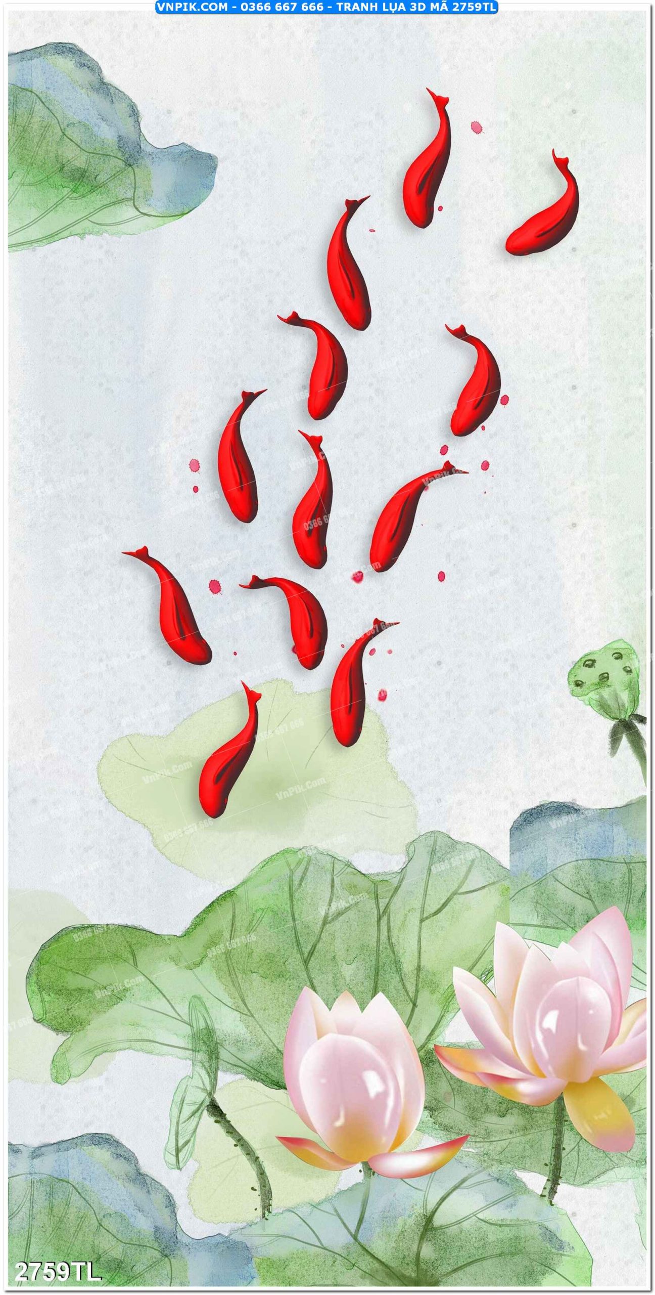 Tranh lụa 3D – Tranh trang trí dán tường 2759TL