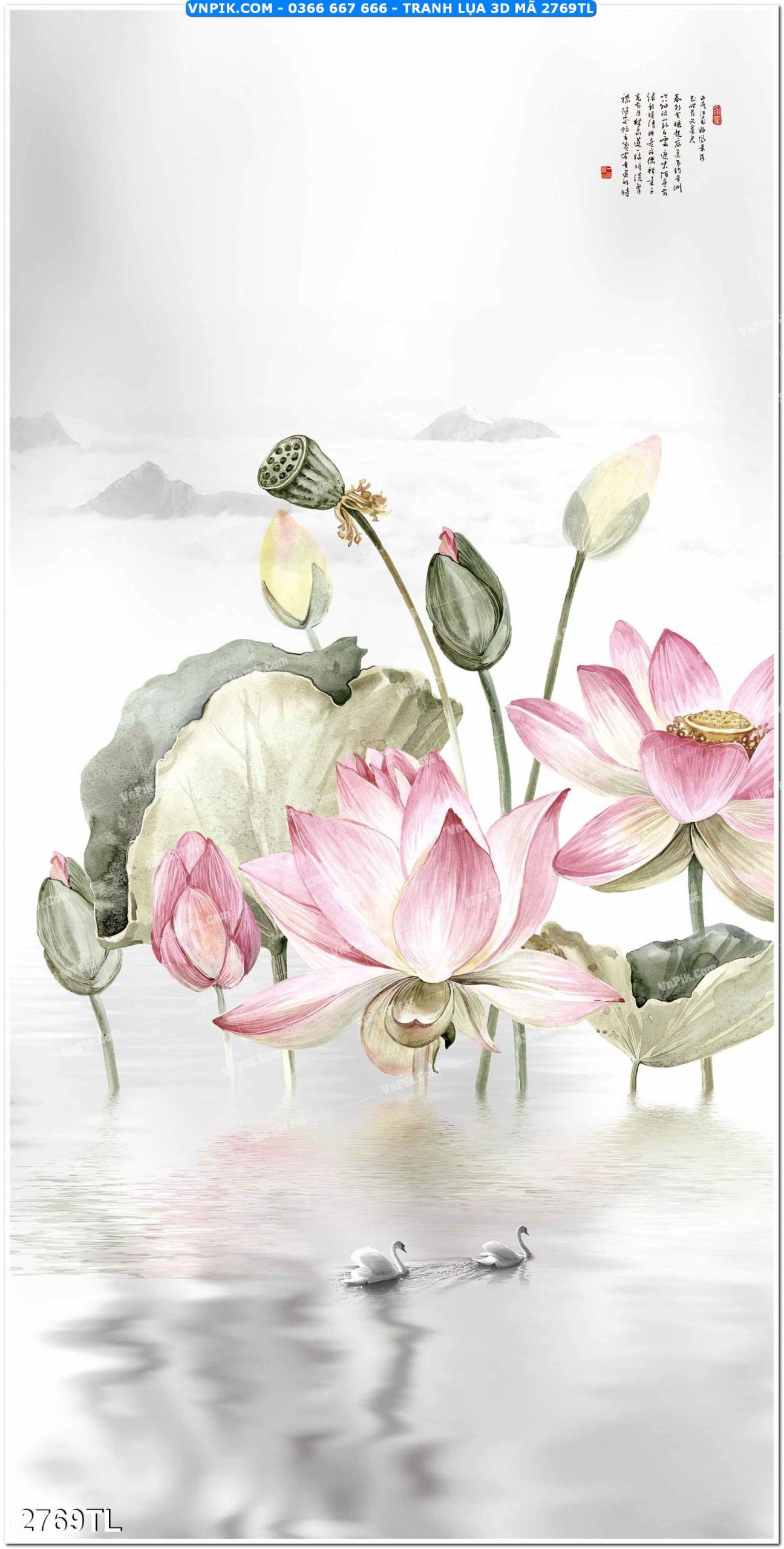 Tranh lụa 3D – Tranh trang trí dán tường 2769TL