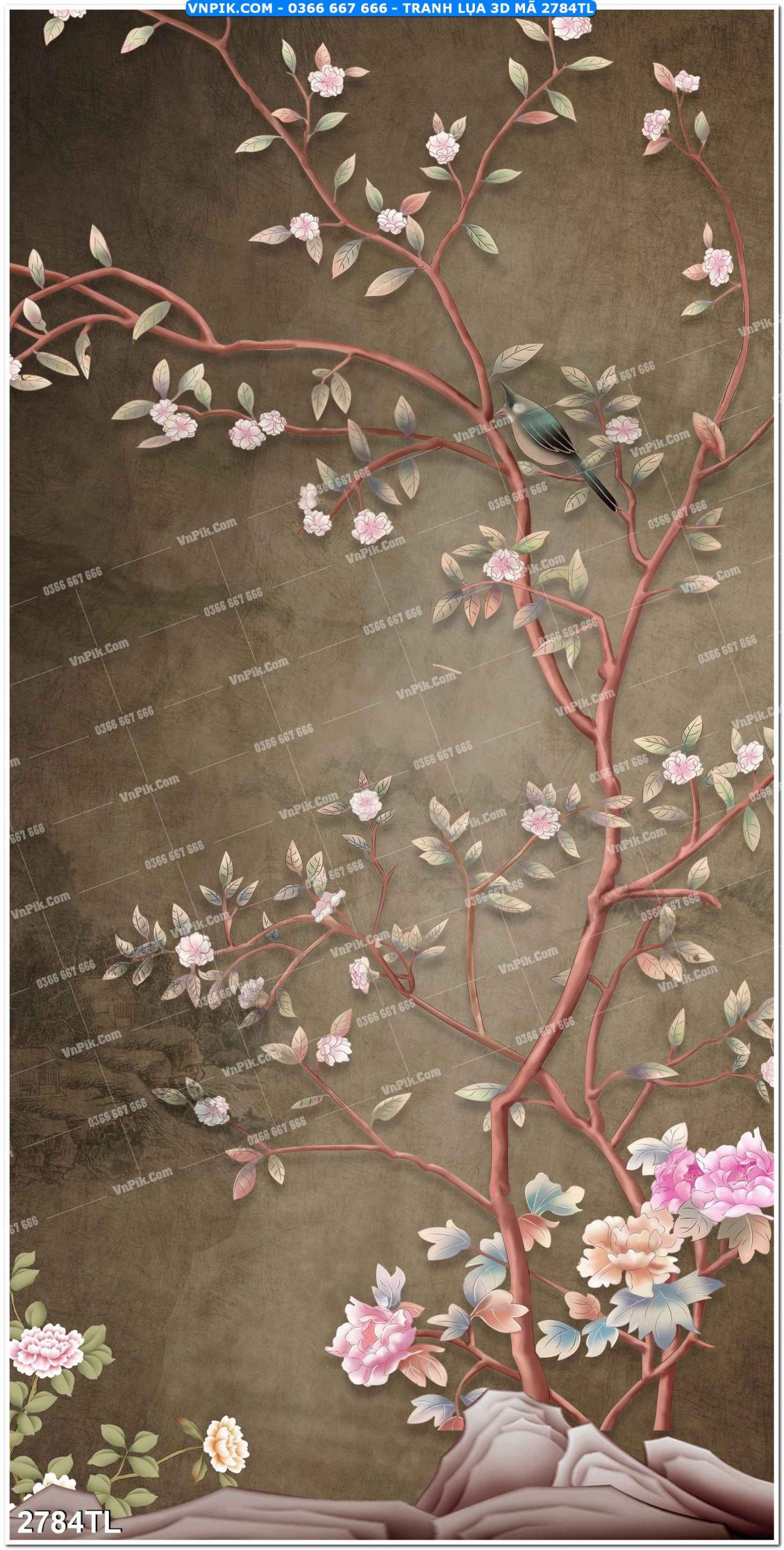 Tranh lụa 3D – Tranh trang trí dán tường 2784TL