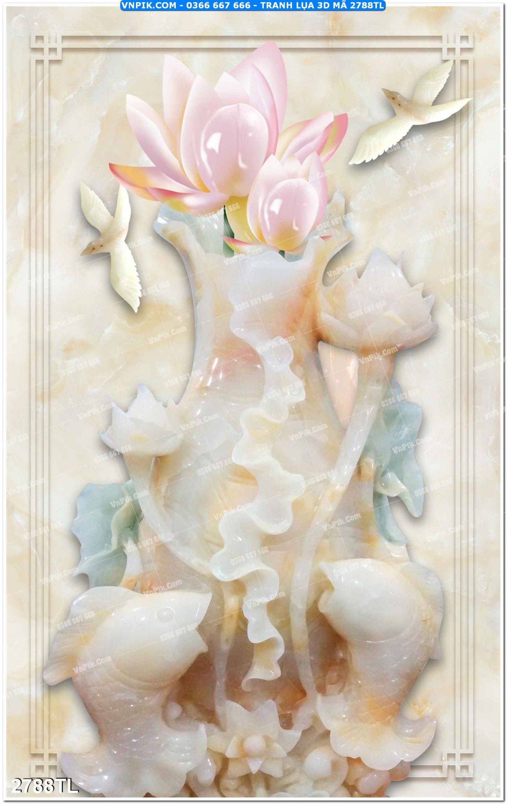 Tranh lụa 3D – Tranh trang trí dán tường 2788TL