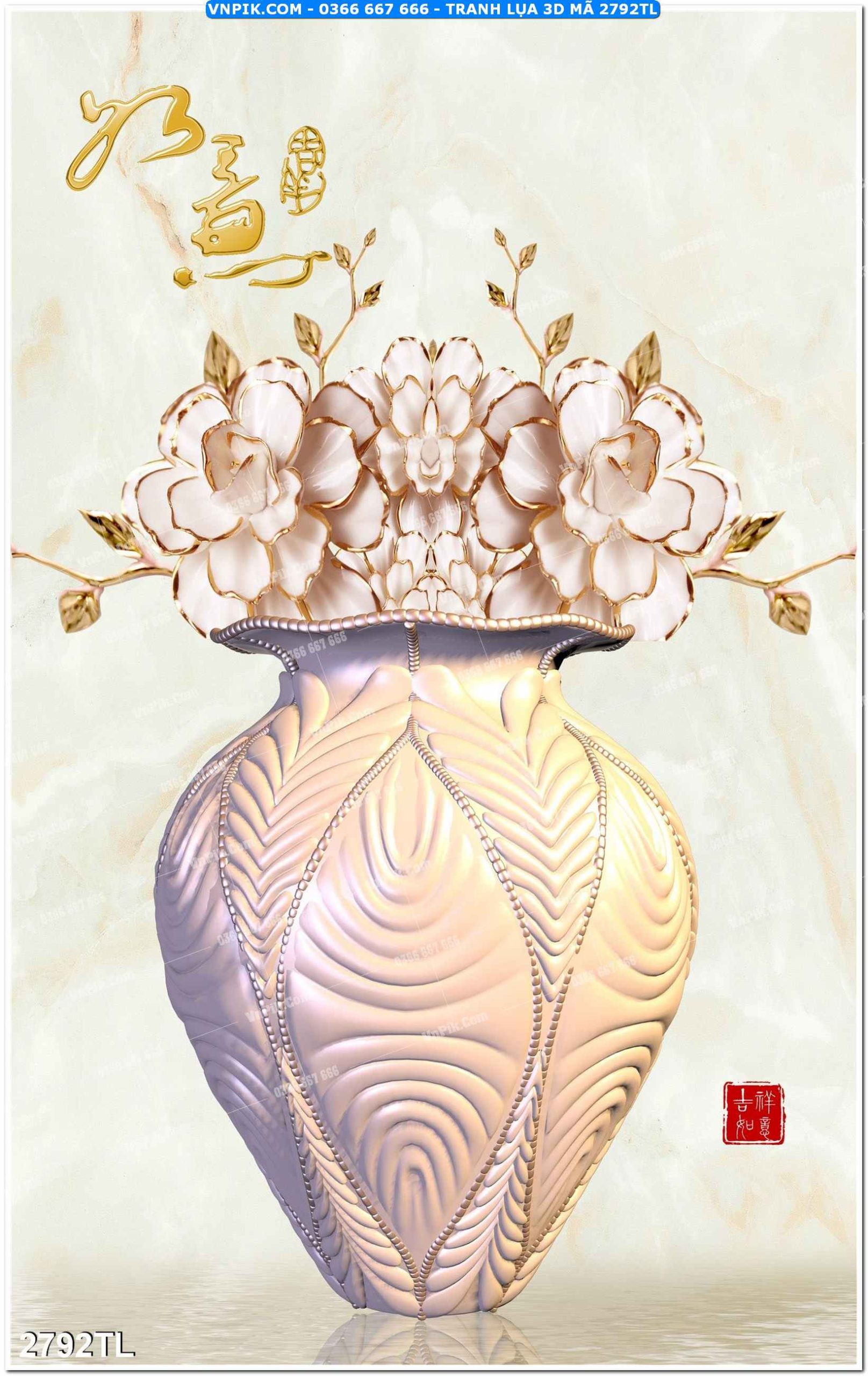 Tranh lụa 3D – Tranh trang trí dán tường 2792TL