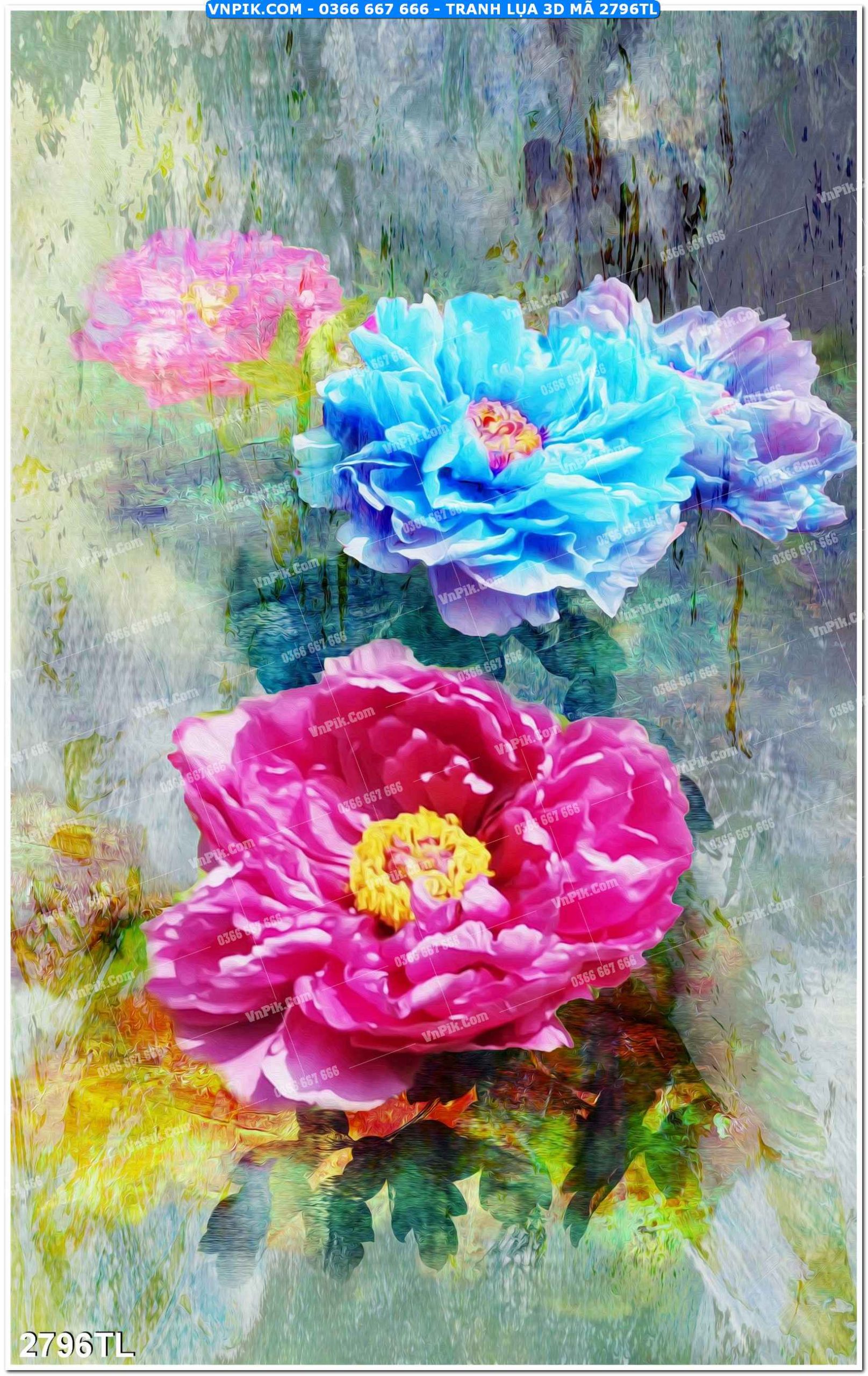 Tranh lụa 3D – Tranh trang trí dán tường 2796TL