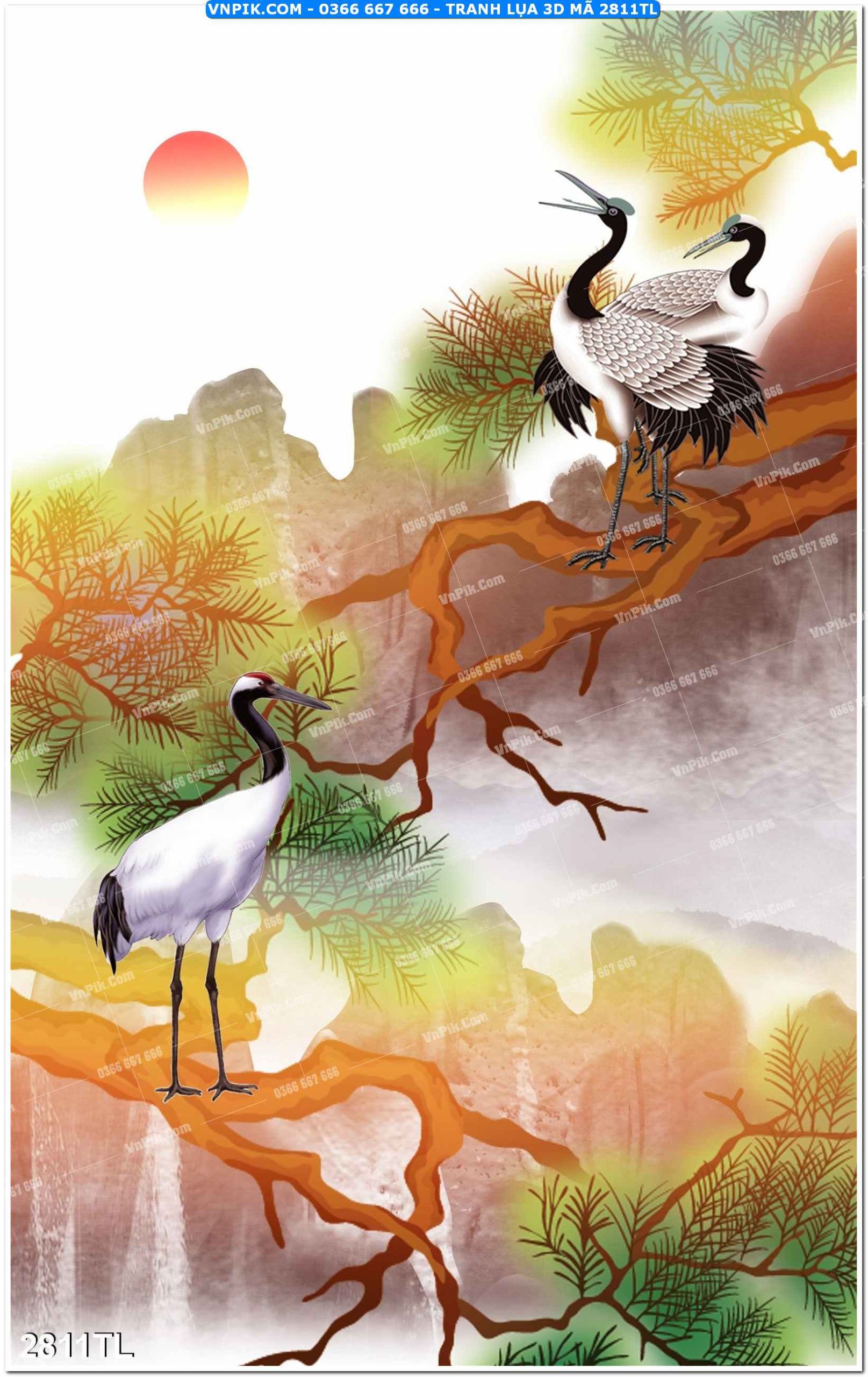 Tranh lụa 3D – Tranh trang trí dán tường 2811TL