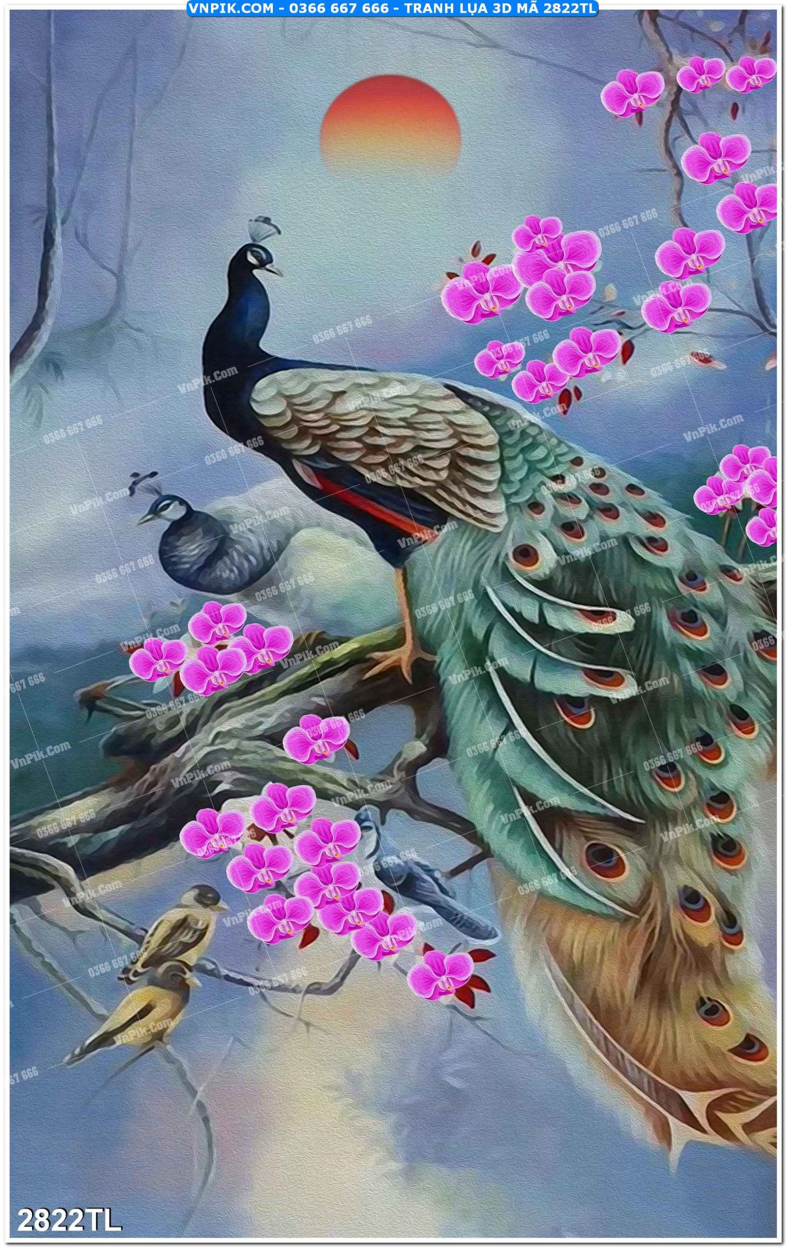 Tranh lụa 3D – Tranh trang trí dán tường 2822TL