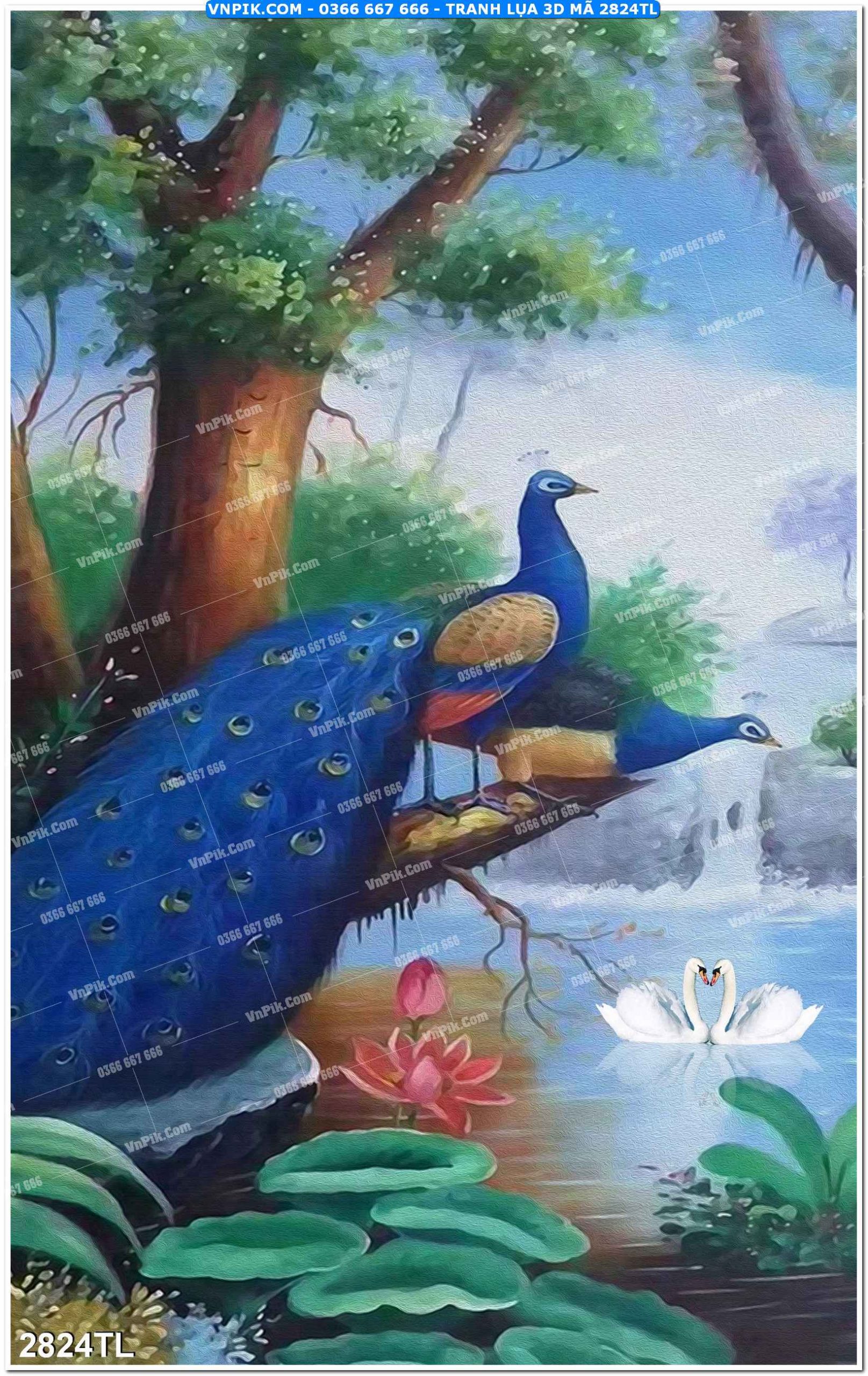 Tranh lụa 3D – Tranh trang trí dán tường 2824TL