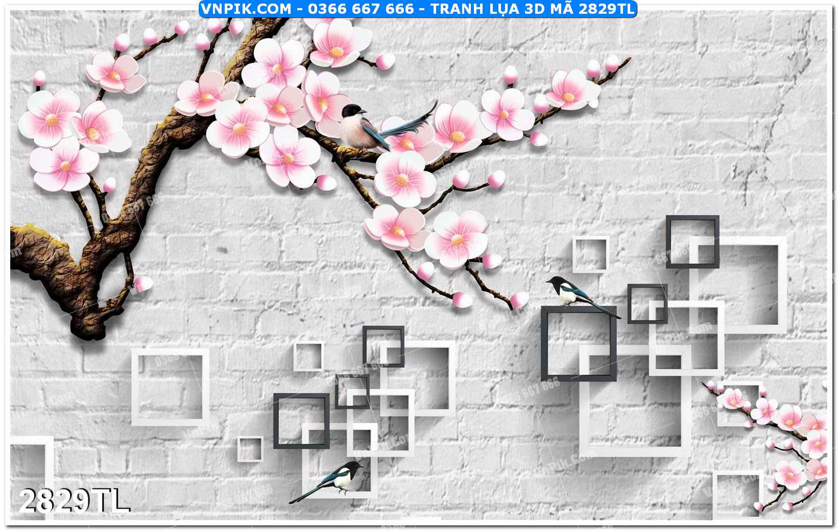 Tranh lụa 3D – Tranh trang trí dán tường 2829TL