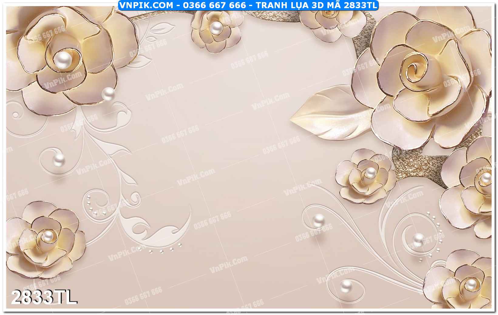 Tranh lụa 3D – Tranh trang trí dán tường 2833TL