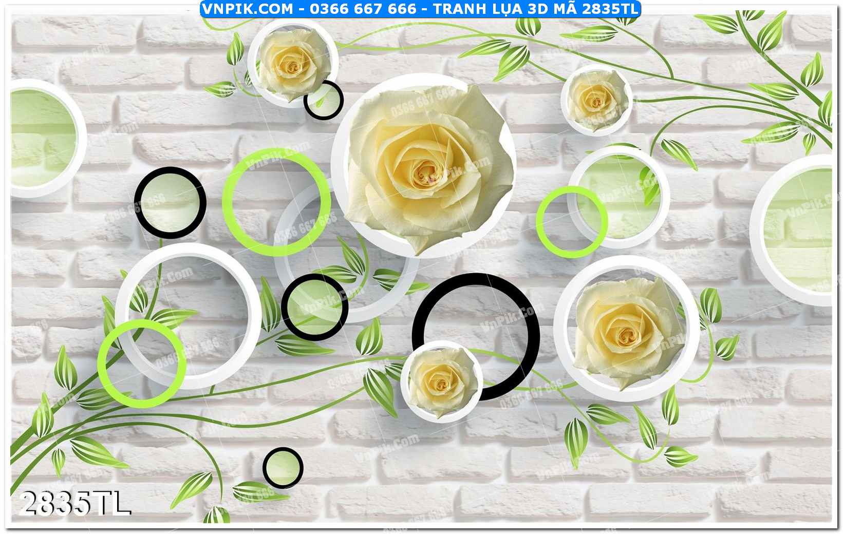 Tranh lụa 3D – Tranh trang trí dán tường 2835TL