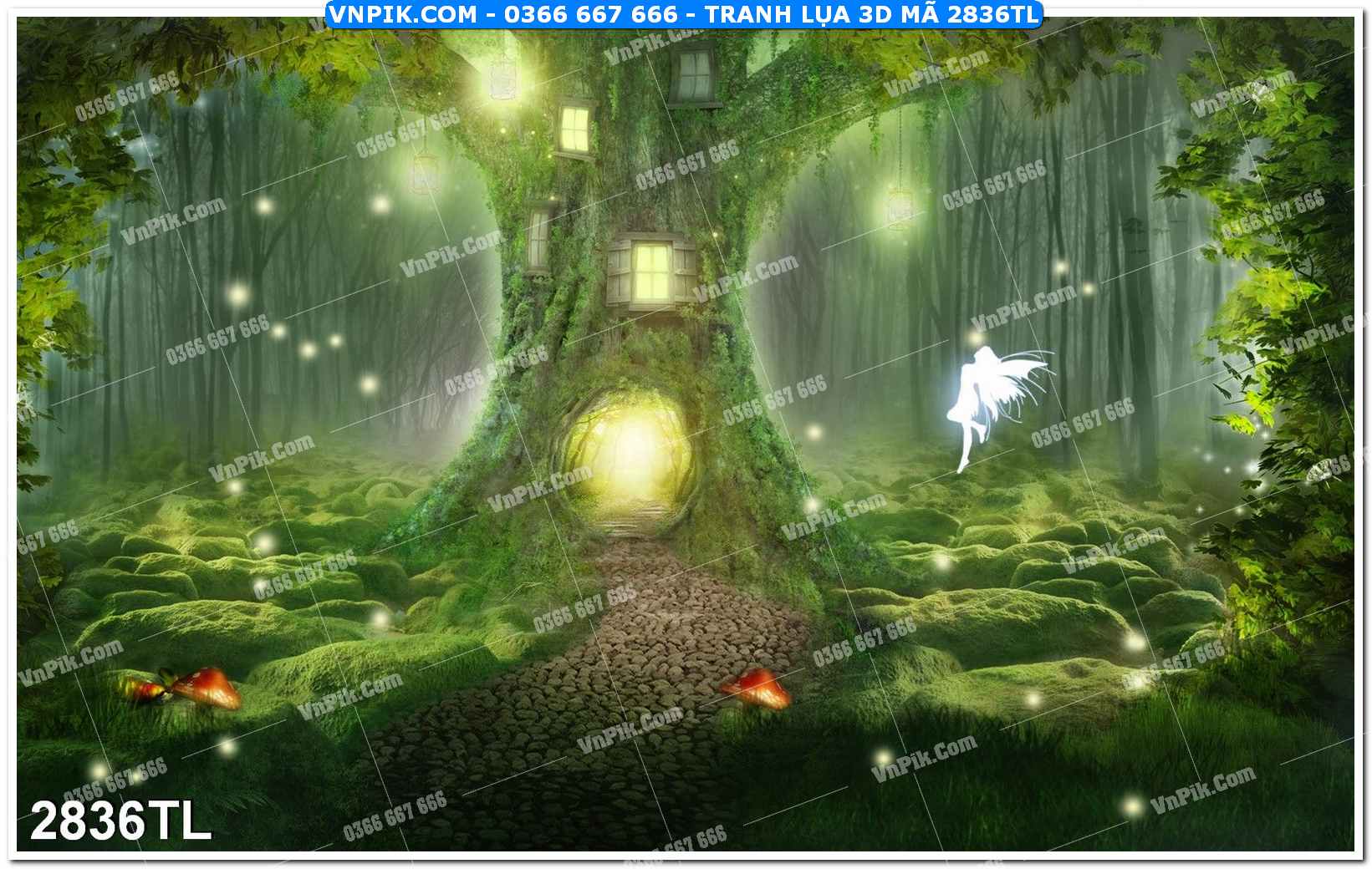 Tranh lụa 3D – Tranh trang trí dán tường 2836TL