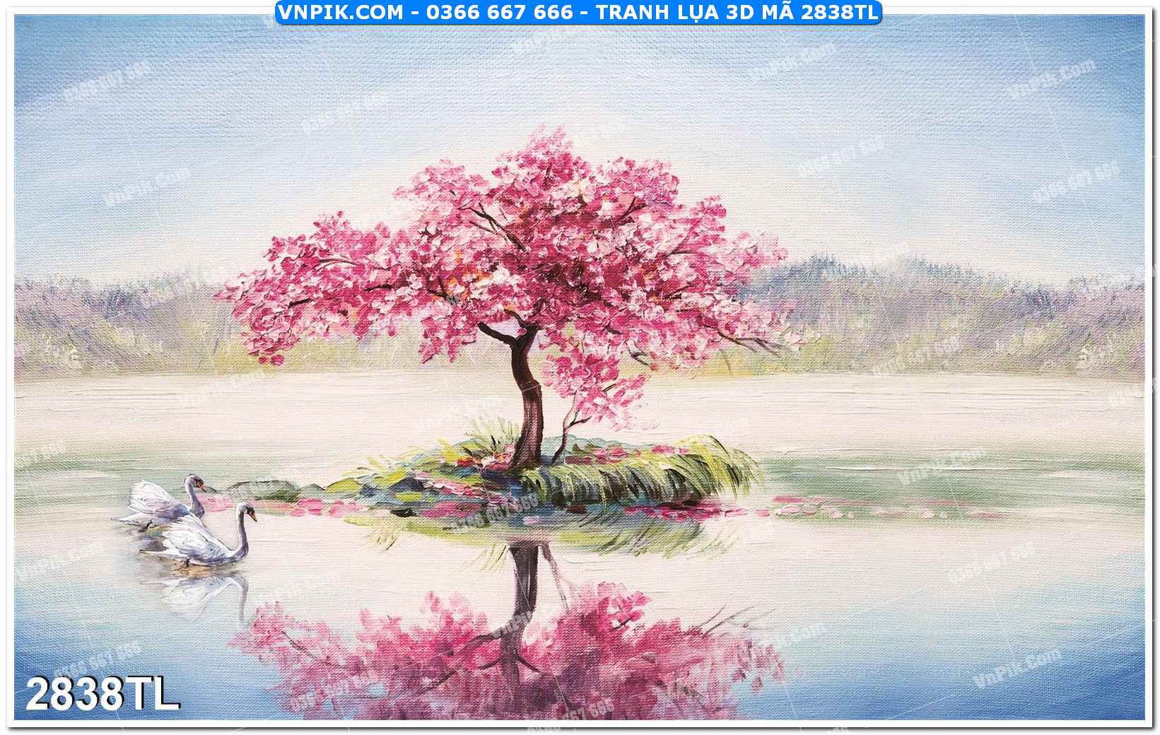 Tranh lụa 3D – Tranh trang trí dán tường 2838TL