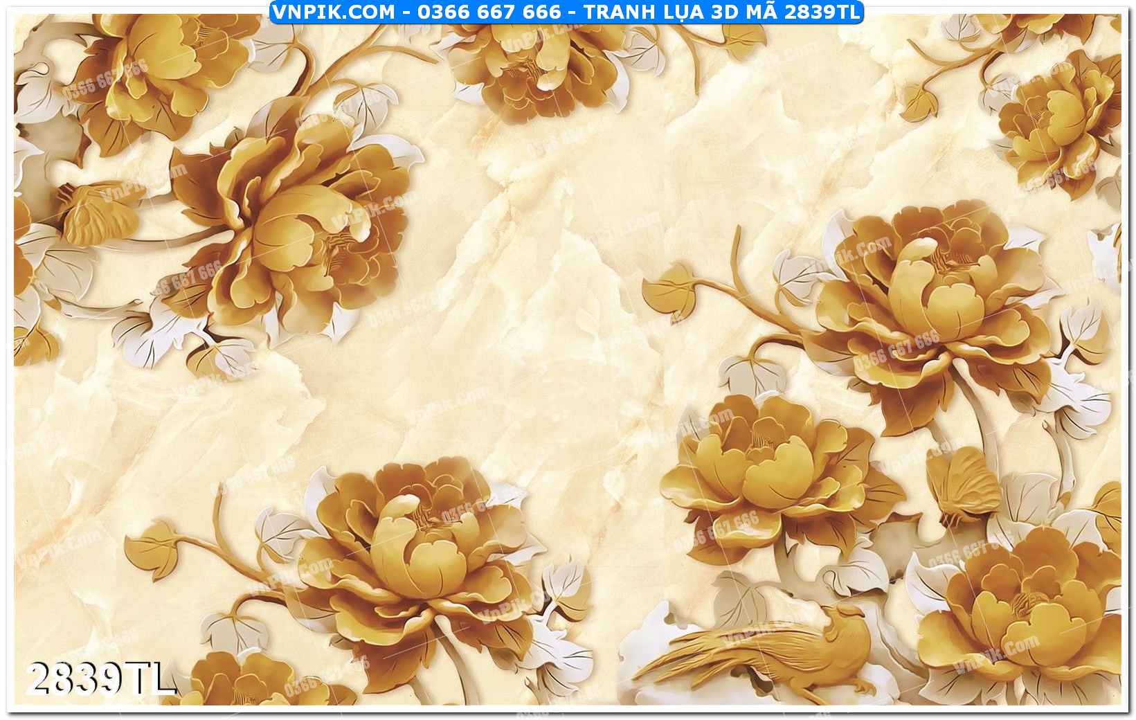 Tranh lụa 3D – Tranh trang trí dán tường 2839TL