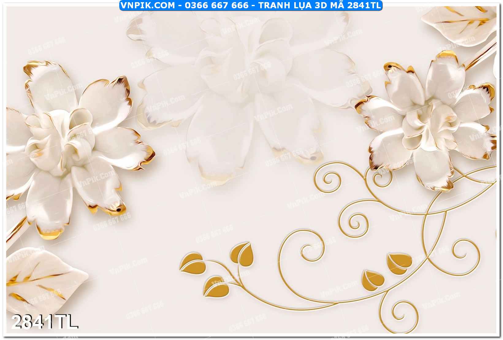 Tranh lụa 3D – Tranh trang trí dán tường 2841TL