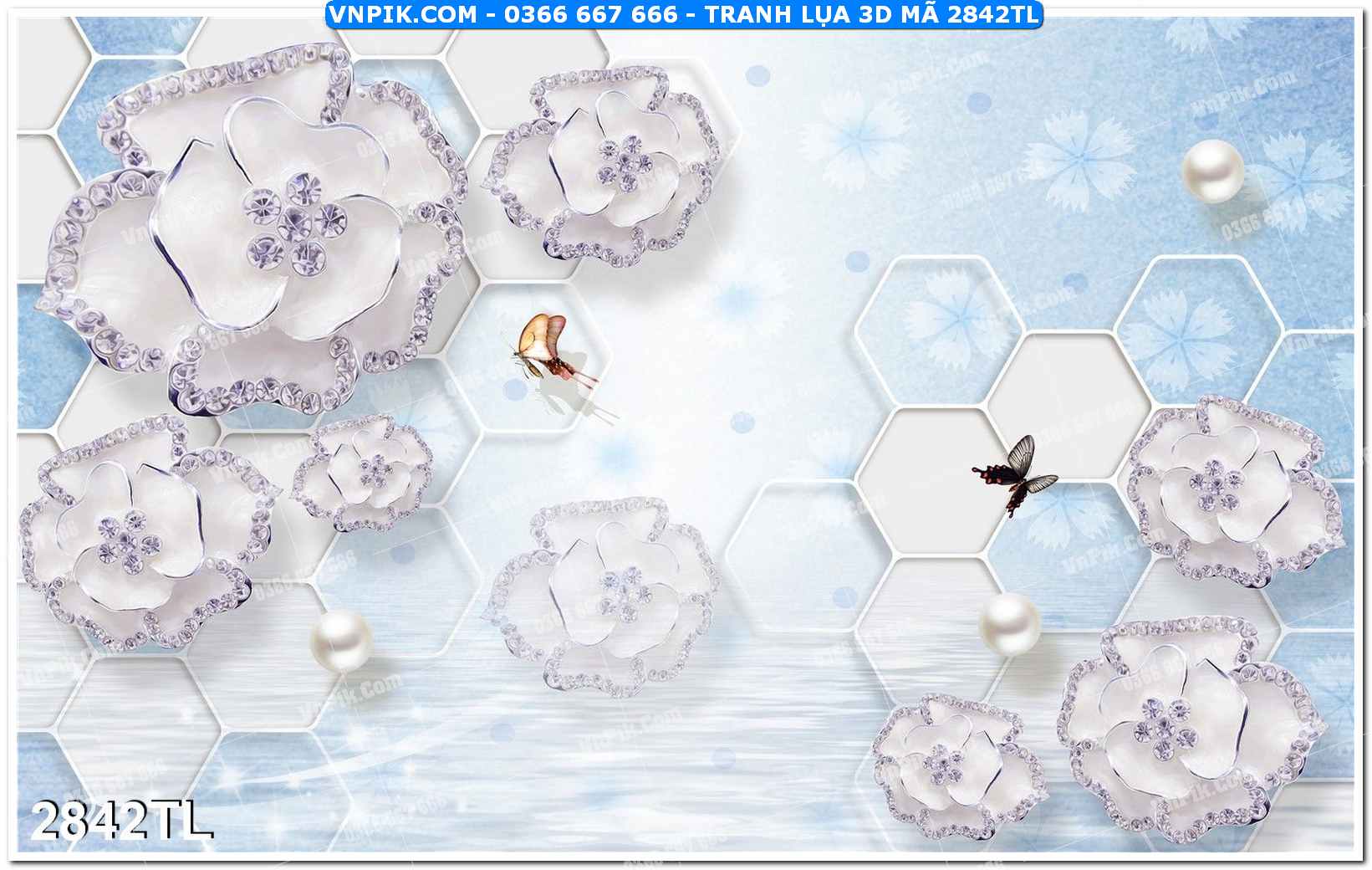 Tranh lụa 3D – Tranh trang trí dán tường 2842TL