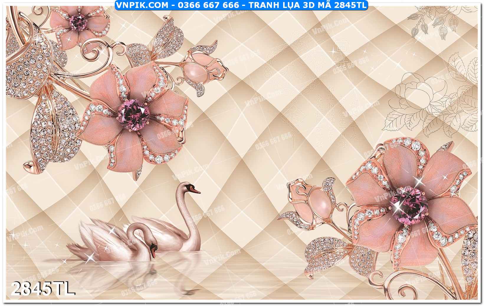 Tranh lụa 3D – Tranh trang trí dán tường 2845TL