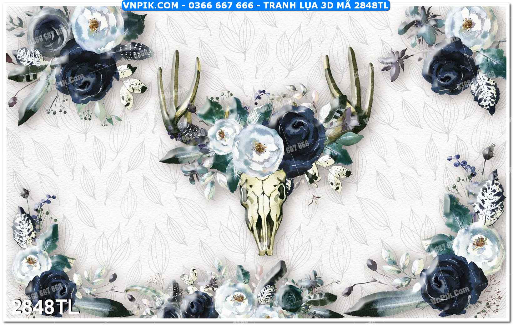 Tranh lụa 3D – Tranh trang trí dán tường 2848TL