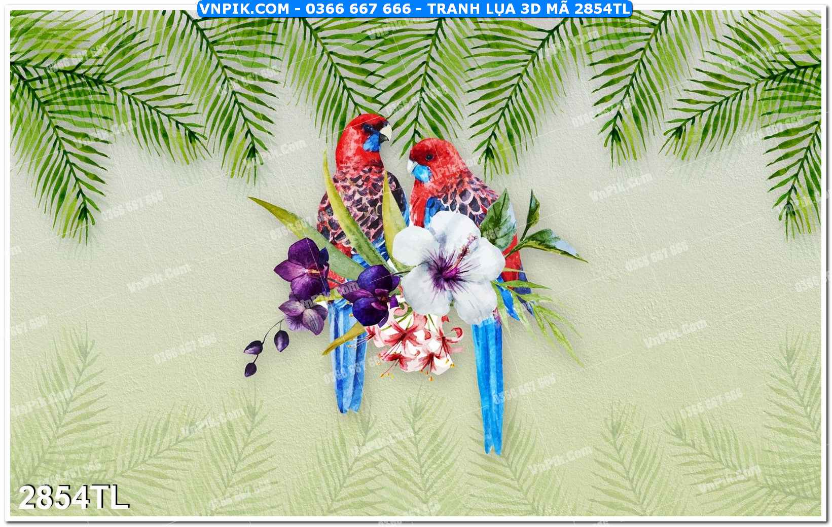 Tranh lụa 3D – Tranh trang trí dán tường 2854TL