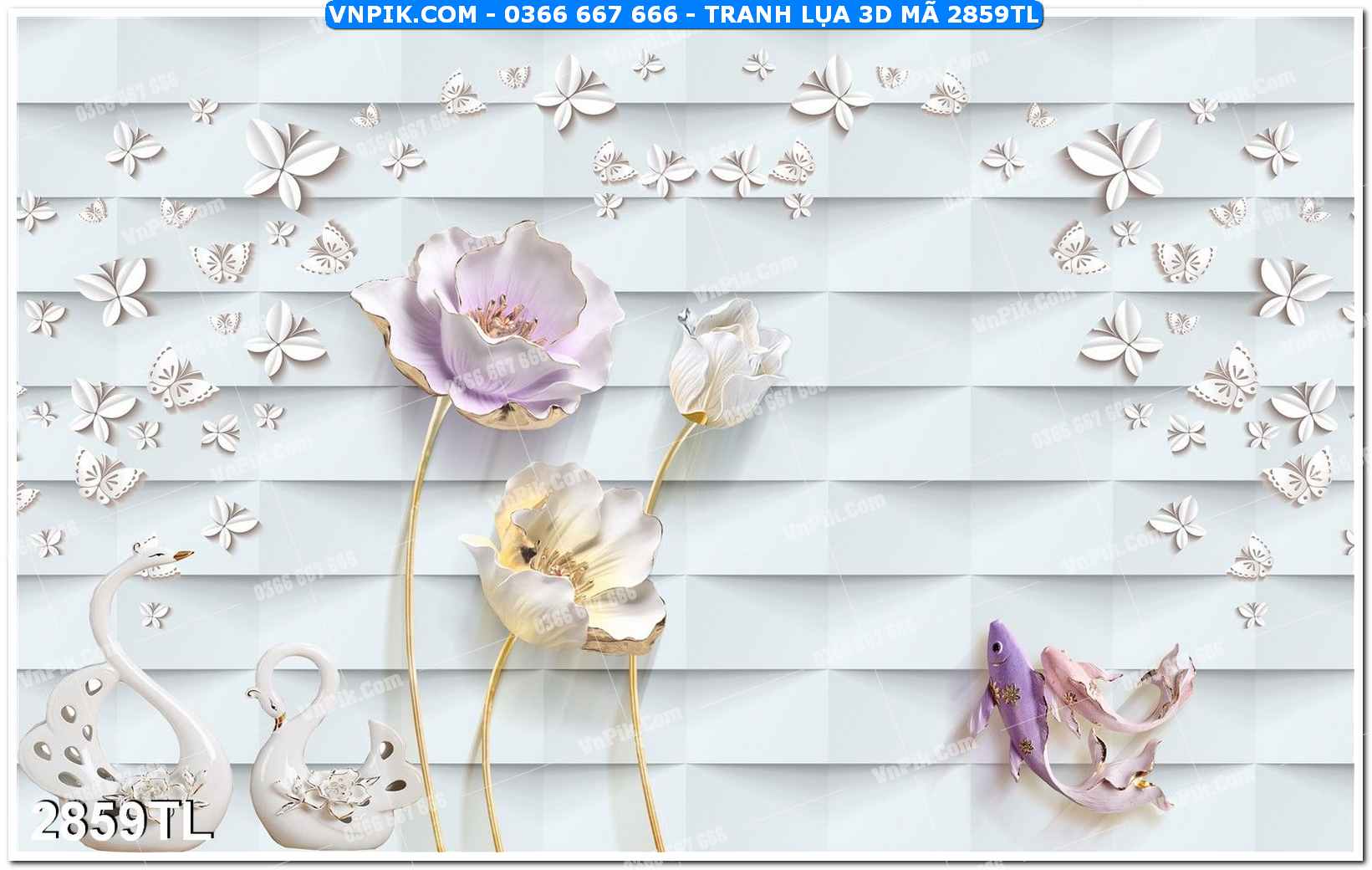 Tranh lụa 3D – Tranh trang trí dán tường 2859TL