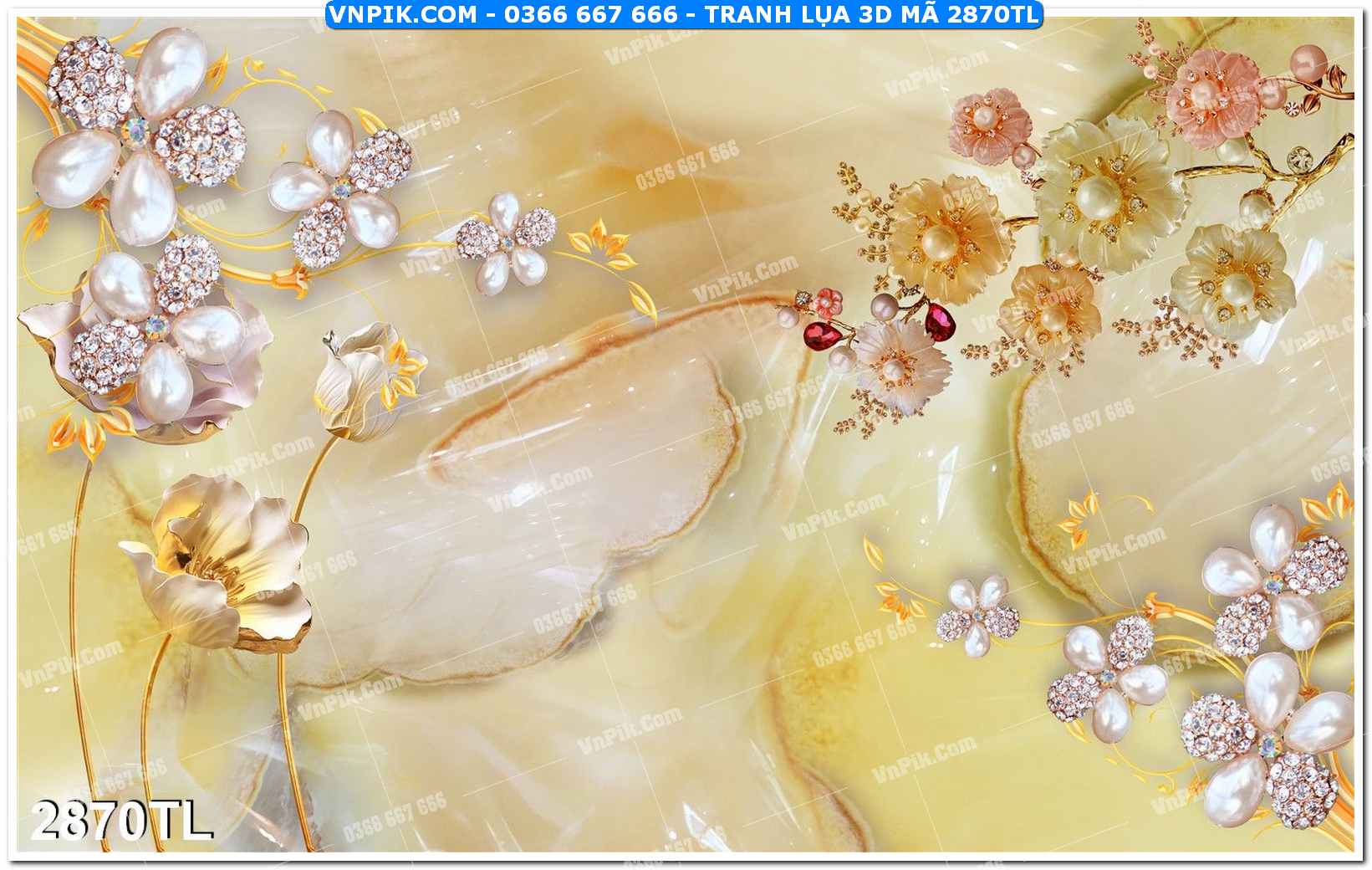 Tranh lụa 3D – Tranh trang trí dán tường 2870TL