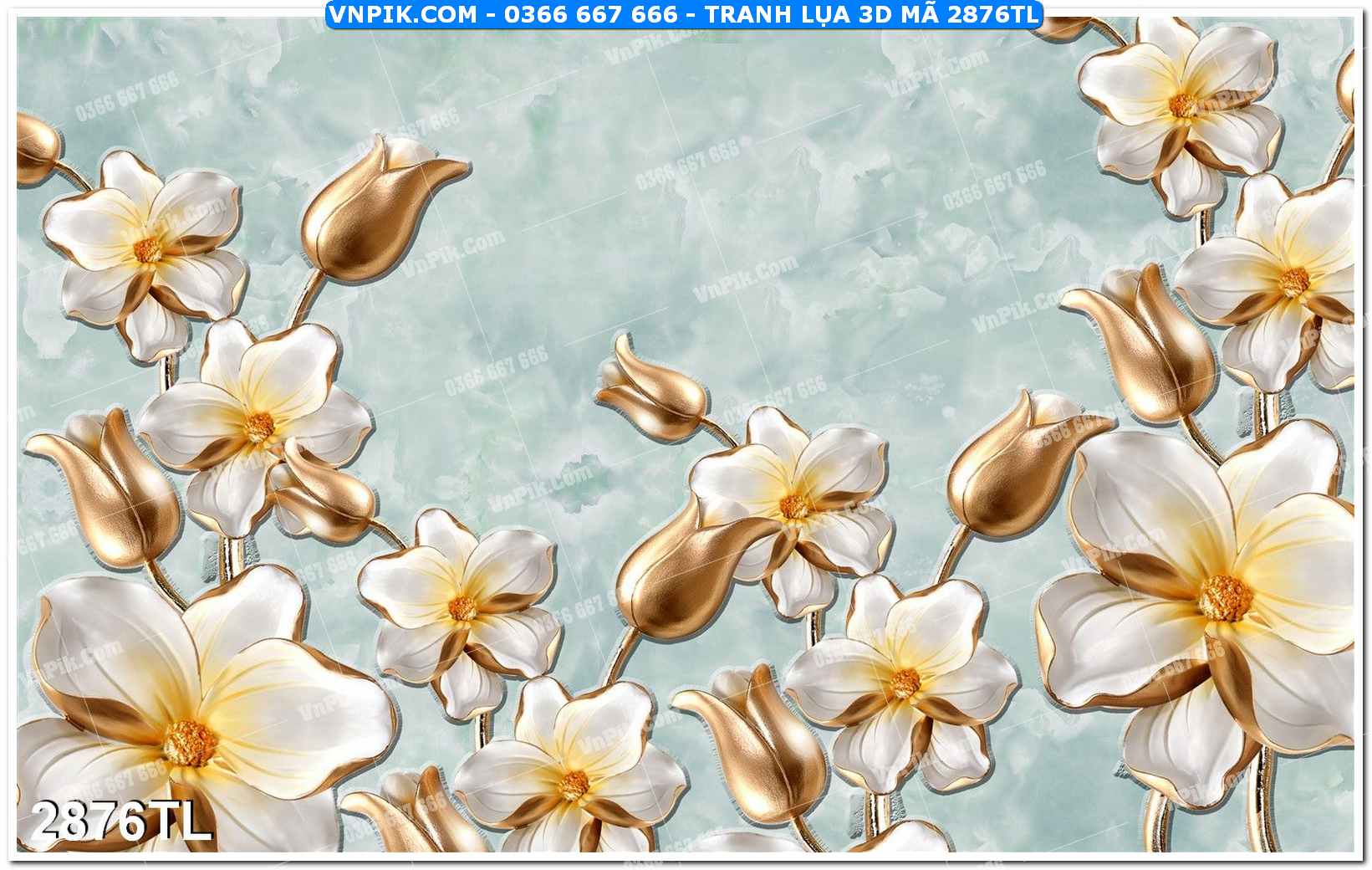 Tranh lụa 3D – Tranh trang trí dán tường 2876TL