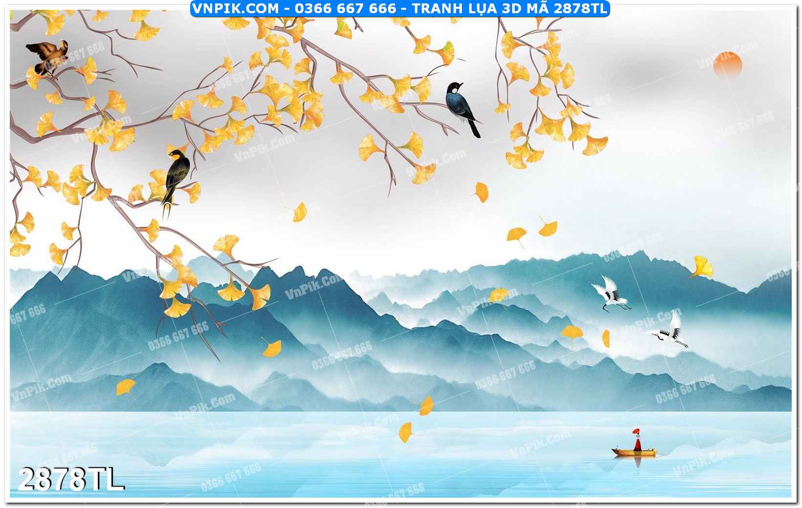 Tranh lụa 3D – Tranh trang trí dán tường 2878TL